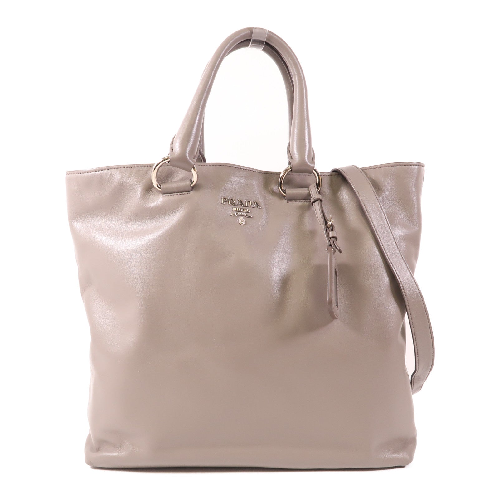 PRADA 牛皮皮革2 Way Shoulder銀扣手挽肩背兩用袋