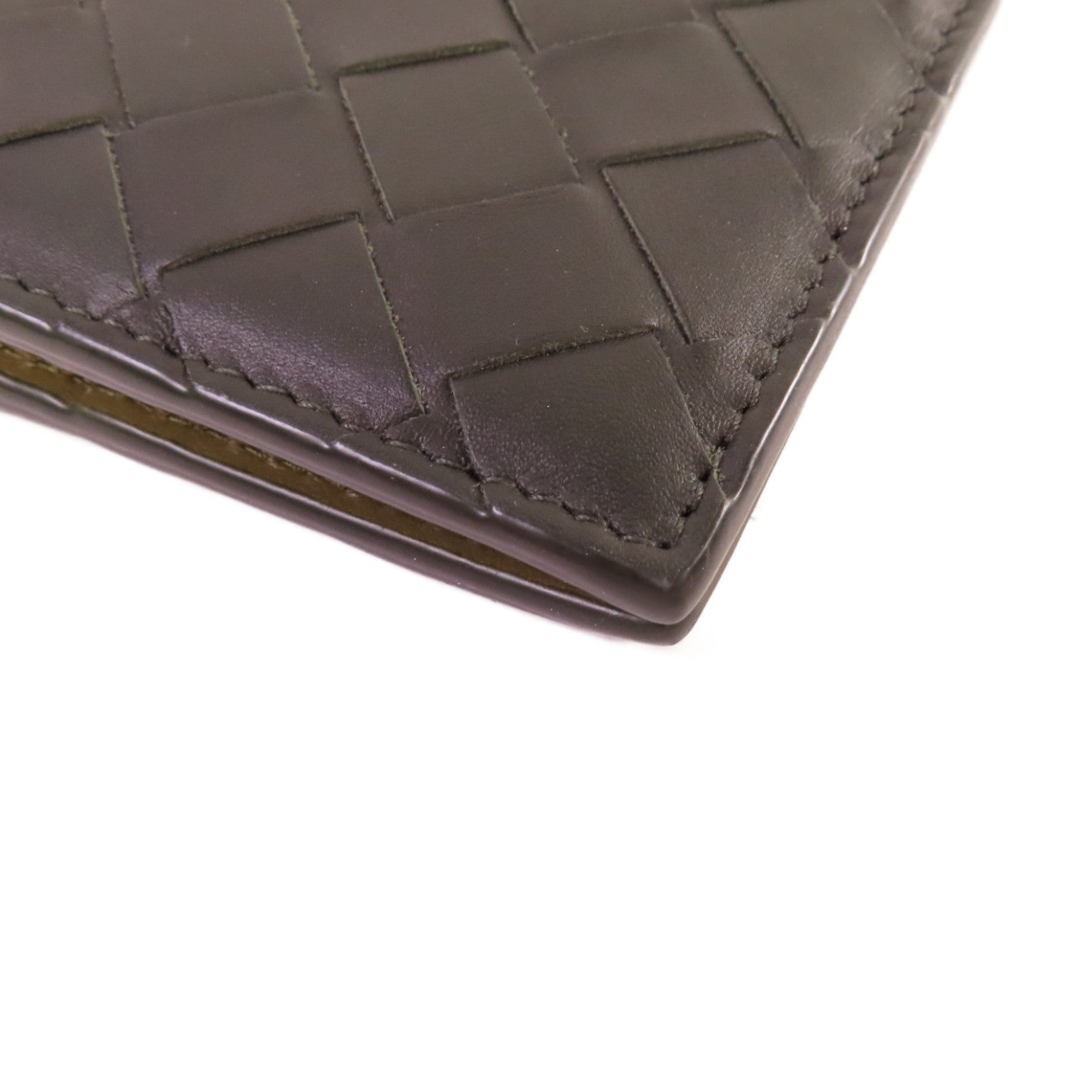 BOTTEGA VENETA 織紋皮革Short Wallet短錢包黑色/軍綠色
