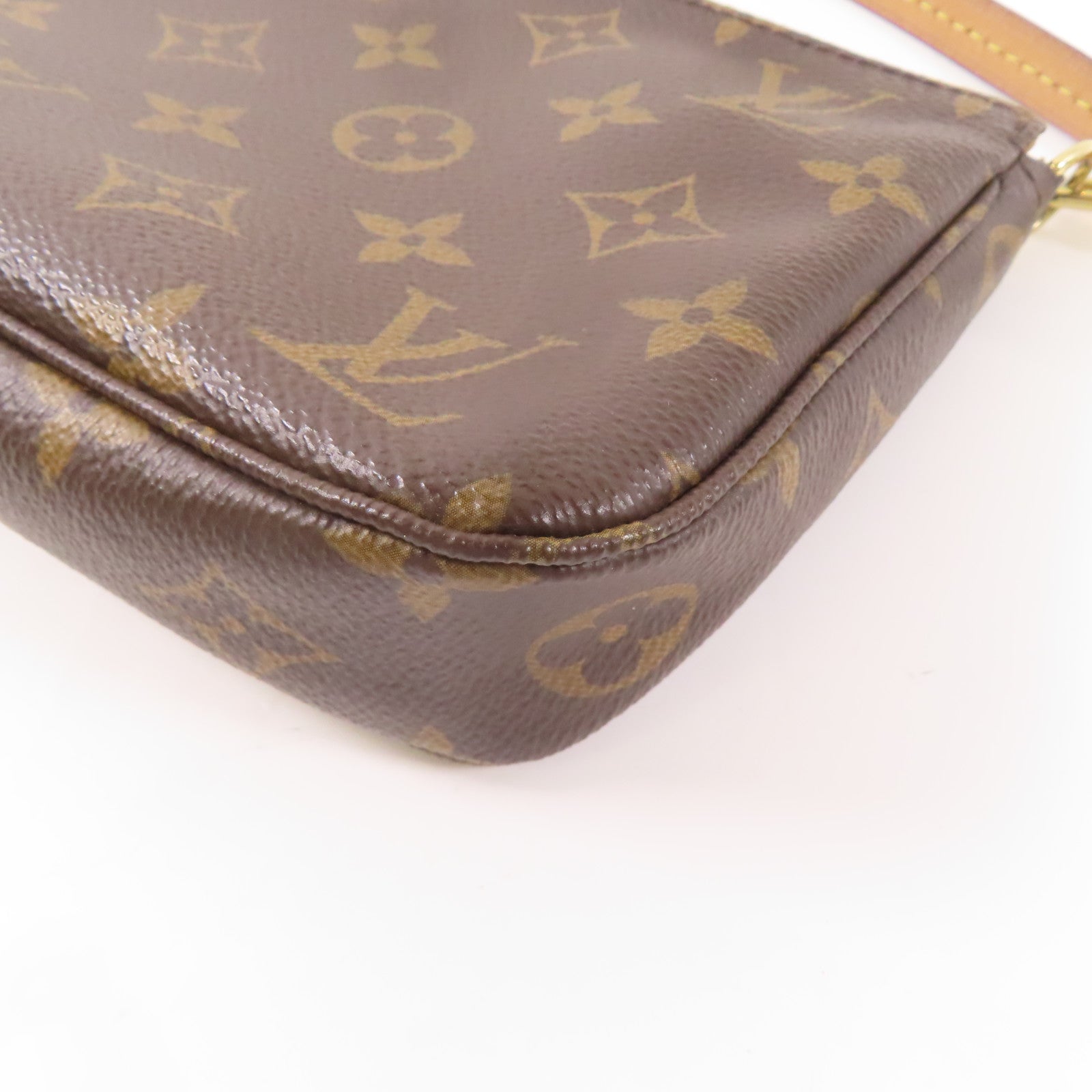 LOUIS VUITTON Monogram Pochette Accessoires金扣手拿包棕色