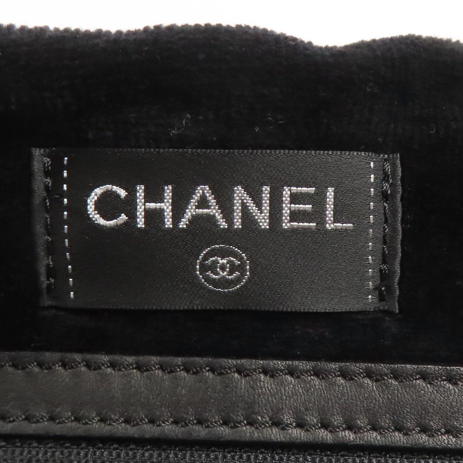 CHANEL 棉質/皮革Shoulder Tote銀扣肩背袋/手挽袋