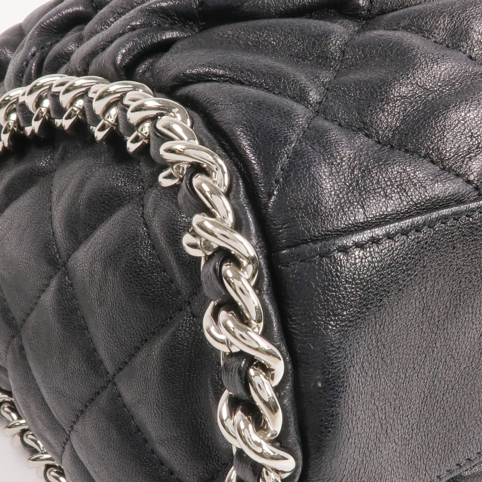 CHANEL 牛皮皮革Shoulder Bag銀扣鏈帶肩背袋