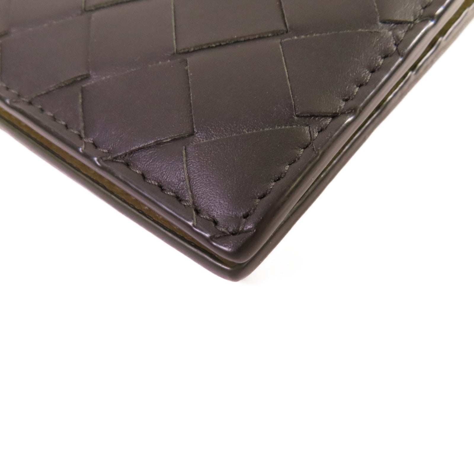 BOTTEGA VENETA 織紋皮革Short Wallet短錢包黑色/軍綠色