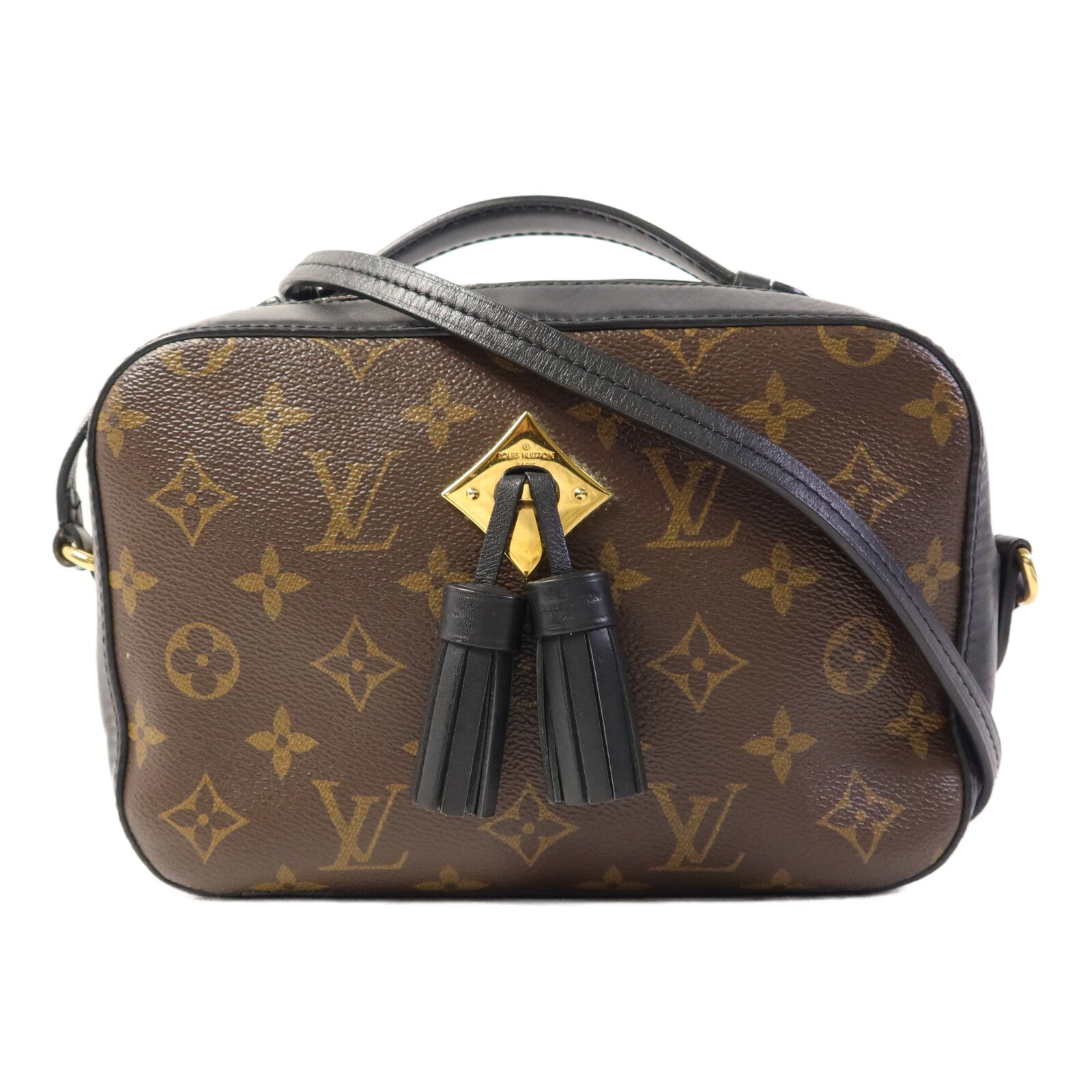 LOUIS VUITTON Monogram Saintonge金扣手挽袋棕色