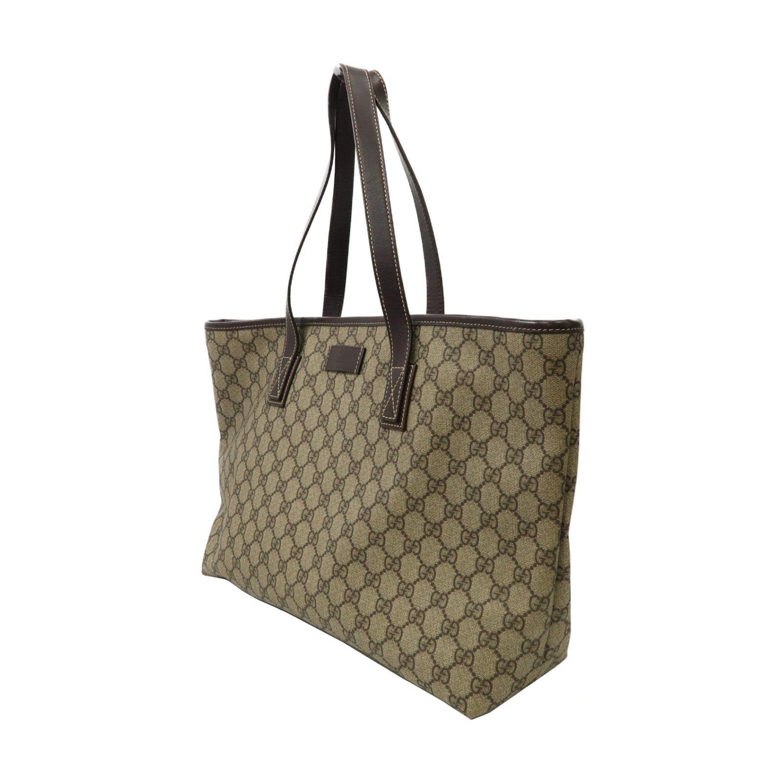 GUCCI 塗層帆布Tote Bag銀扣手挽袋棕色