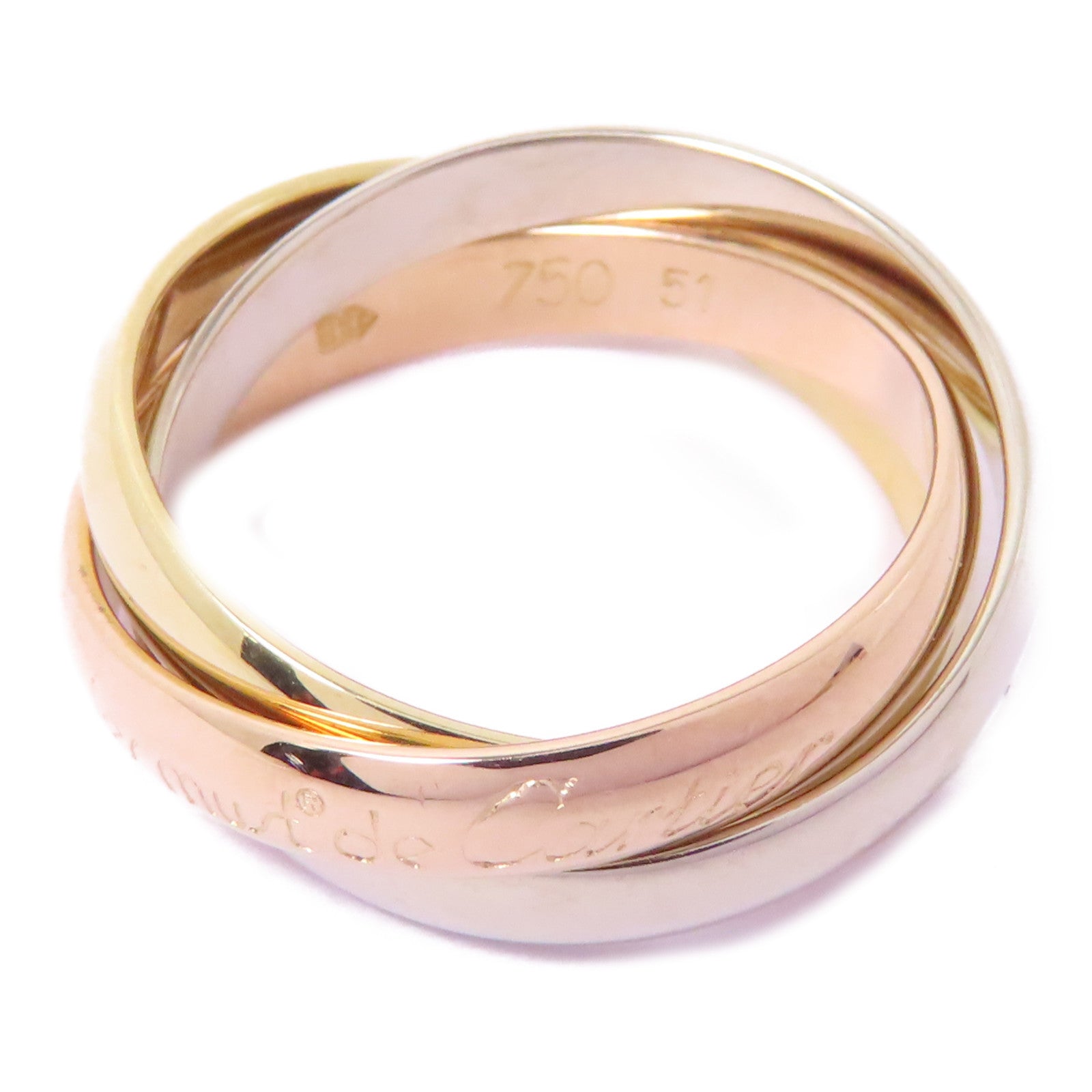 CARTIER 18K黃金/白金/玫瑰金Trinity Ring戒指Cartier#51/US#5.75