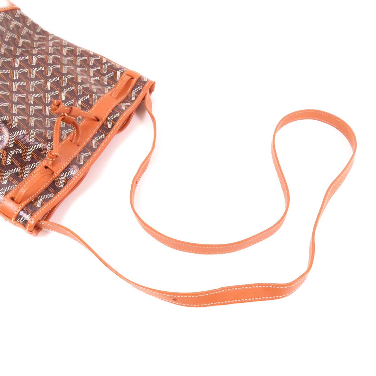 GOYARD 塗層帆布Petit Flot Bucket銀扣肩背袋黑色/啡色
