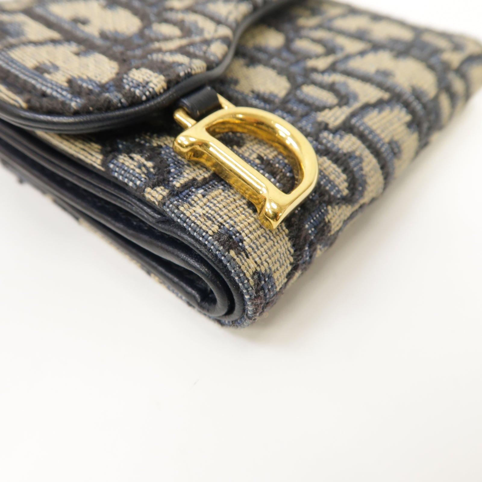 Dior 【激減優惠】帆布Saddle Lotus Wallet金扣錢包藍色