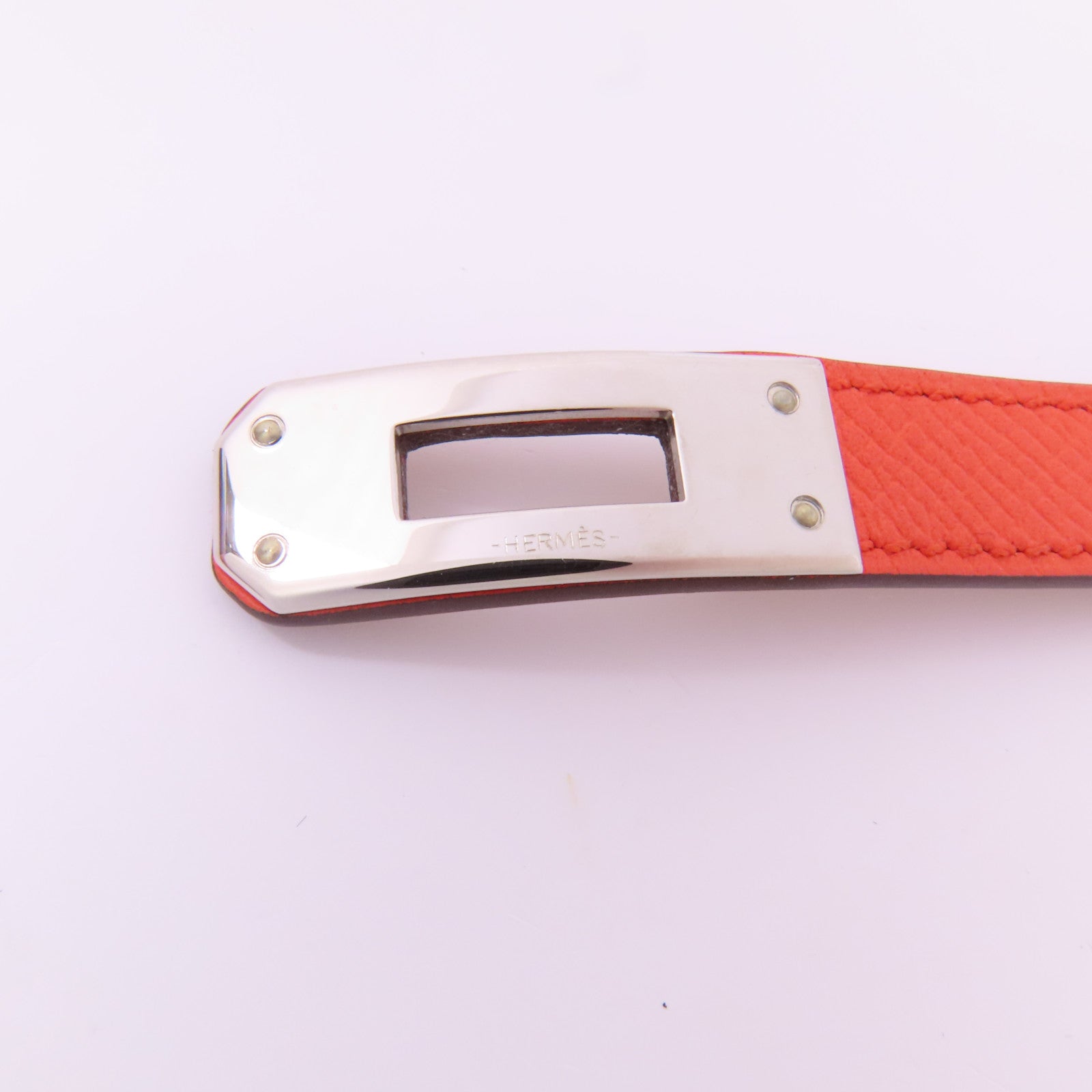 HERMES Epsom皮革Kelly Double Tour銀扣手鐲