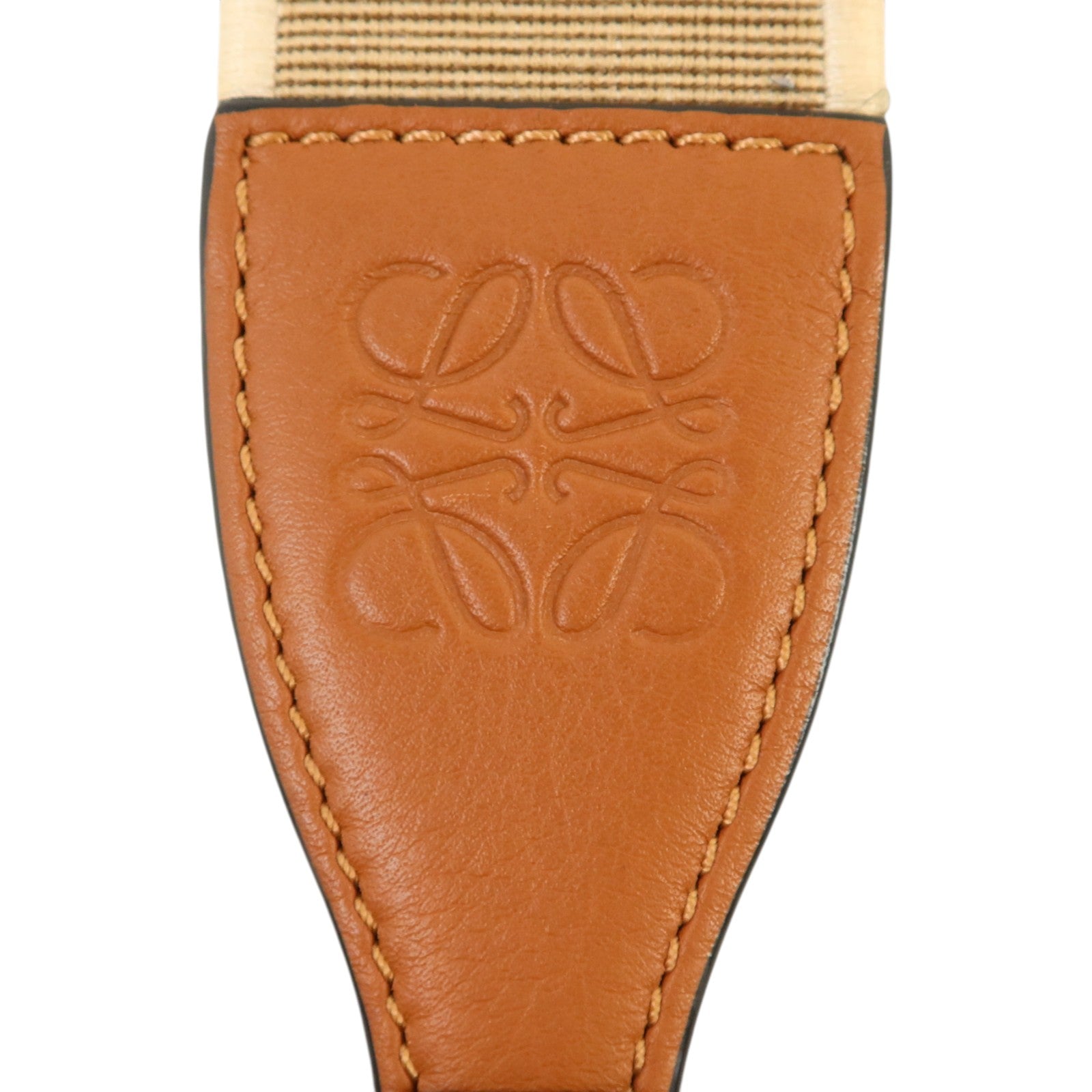 LOEWE 帆布/牛皮皮革Shoulder Strap金扣肩帶