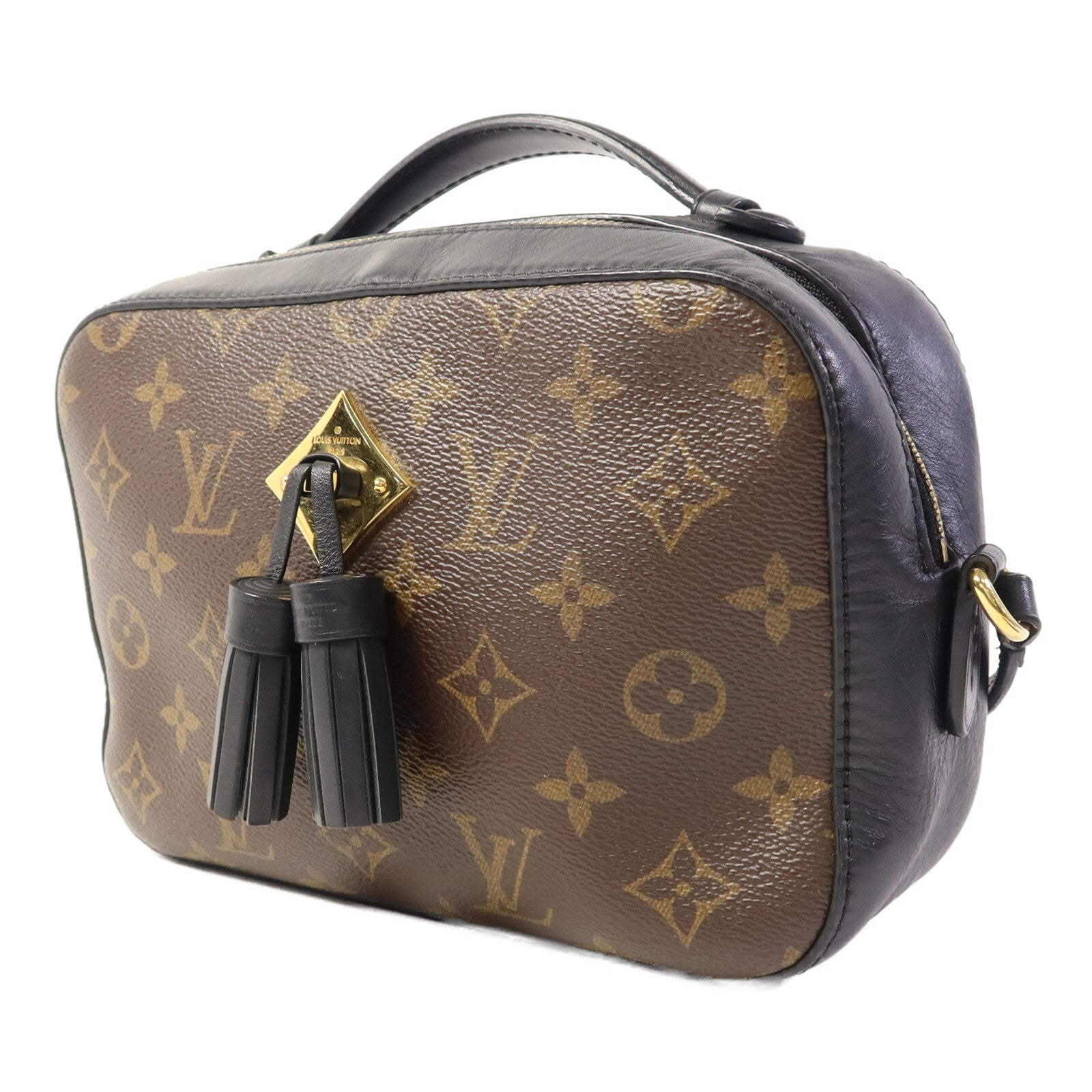 LOUIS VUITTON Monogram Saintonge金扣手挽袋棕色