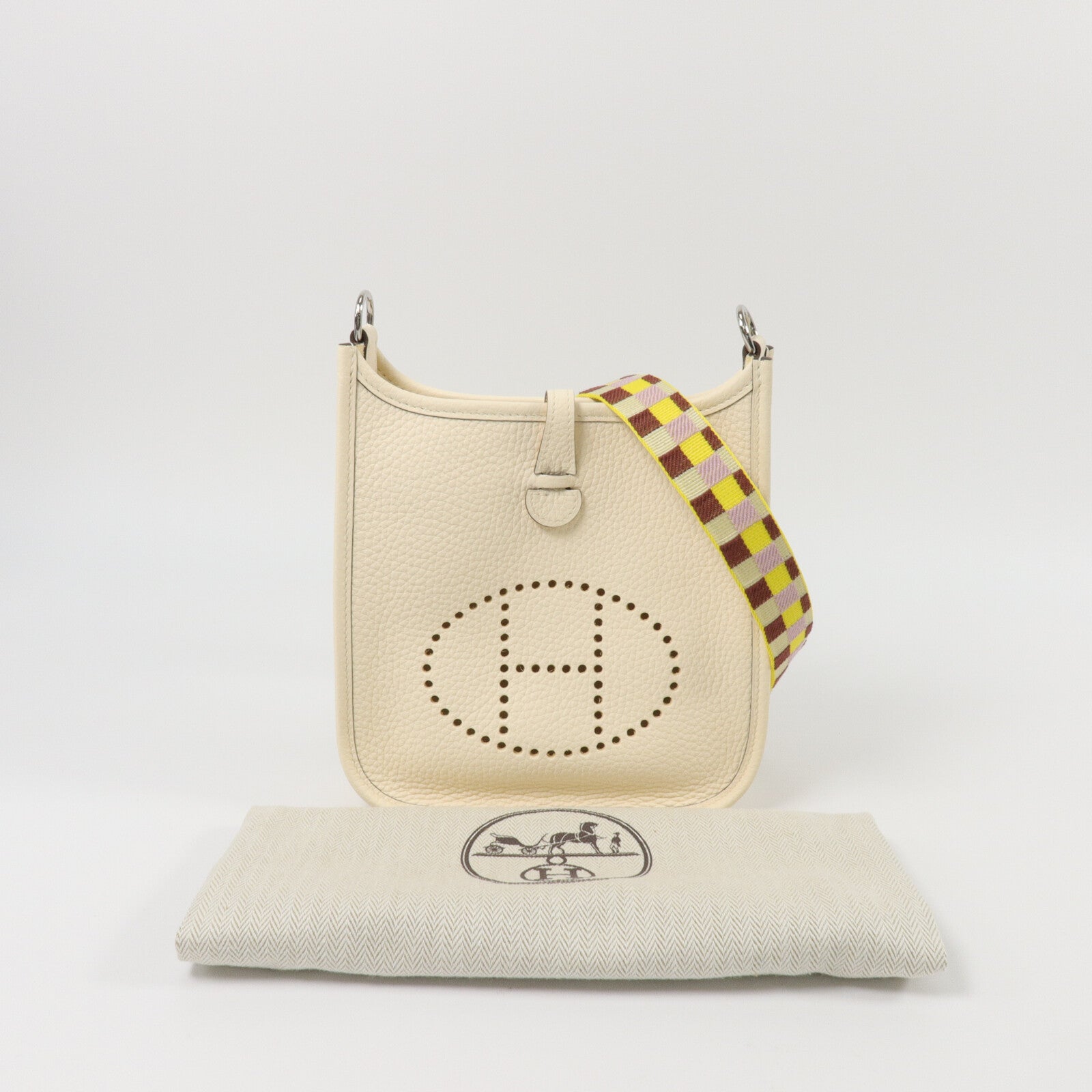 HERMES Clemence皮革Evelyne TPM肩背袋Craie