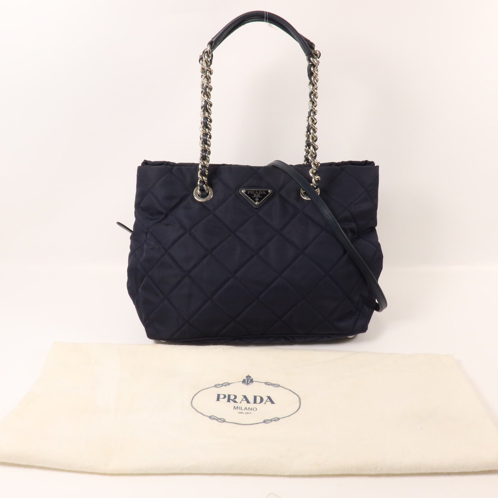 PRADA 尼龍Quilted Chain Shoulder鏈帶手挽肩背兩用袋