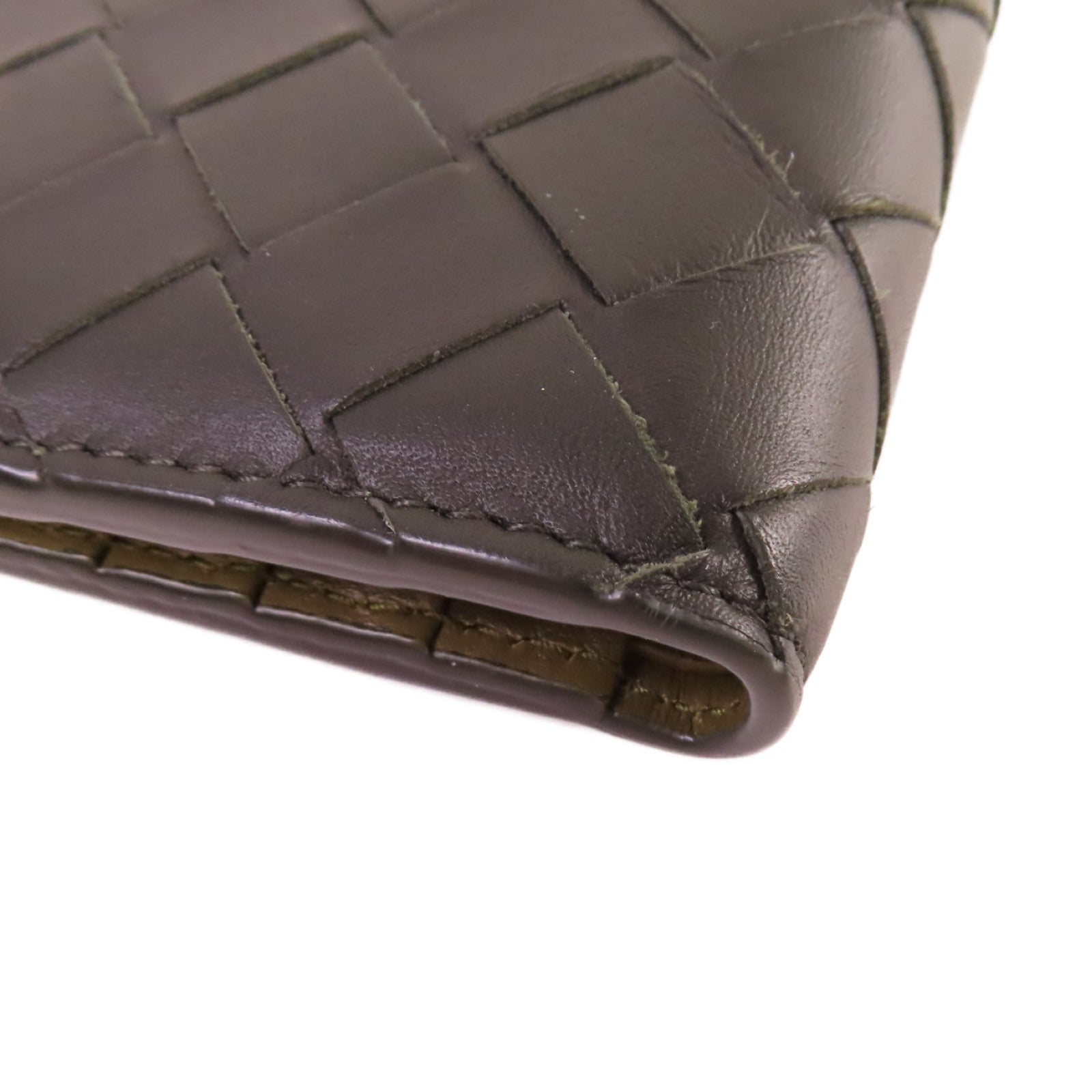 BOTTEGA VENETA 織紋皮革Short Wallet短錢包黑色/軍綠色