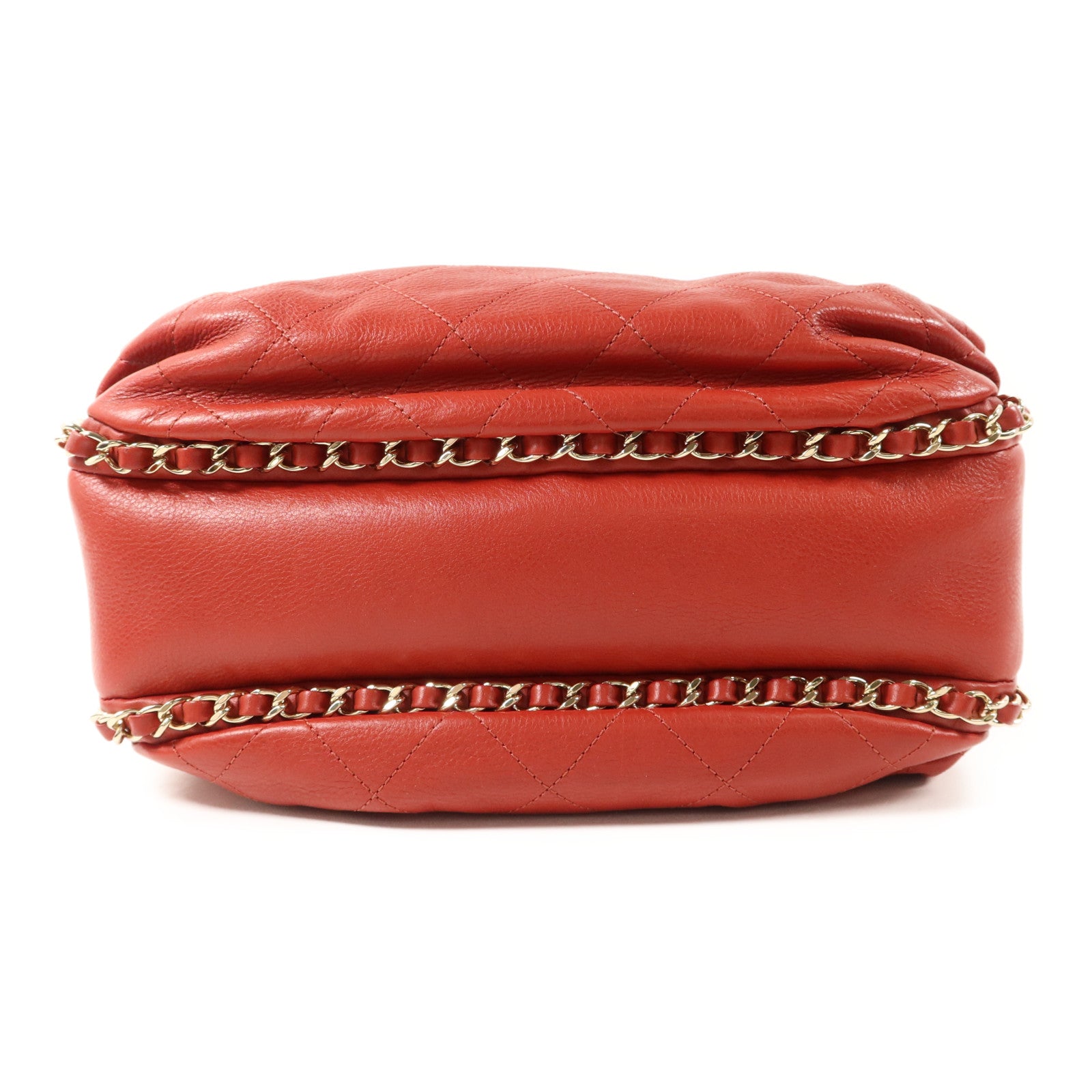 CHANEL 牛皮皮革Chain Shoulder金扣鏈帶肩背袋