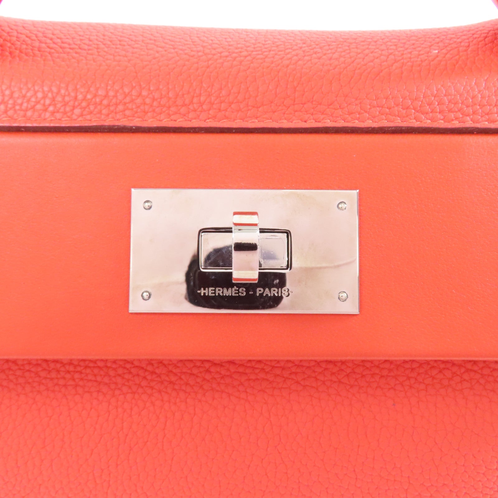 HERMES Clemence皮革24/24 29cm銀扣手挽肩背兩用袋紅色