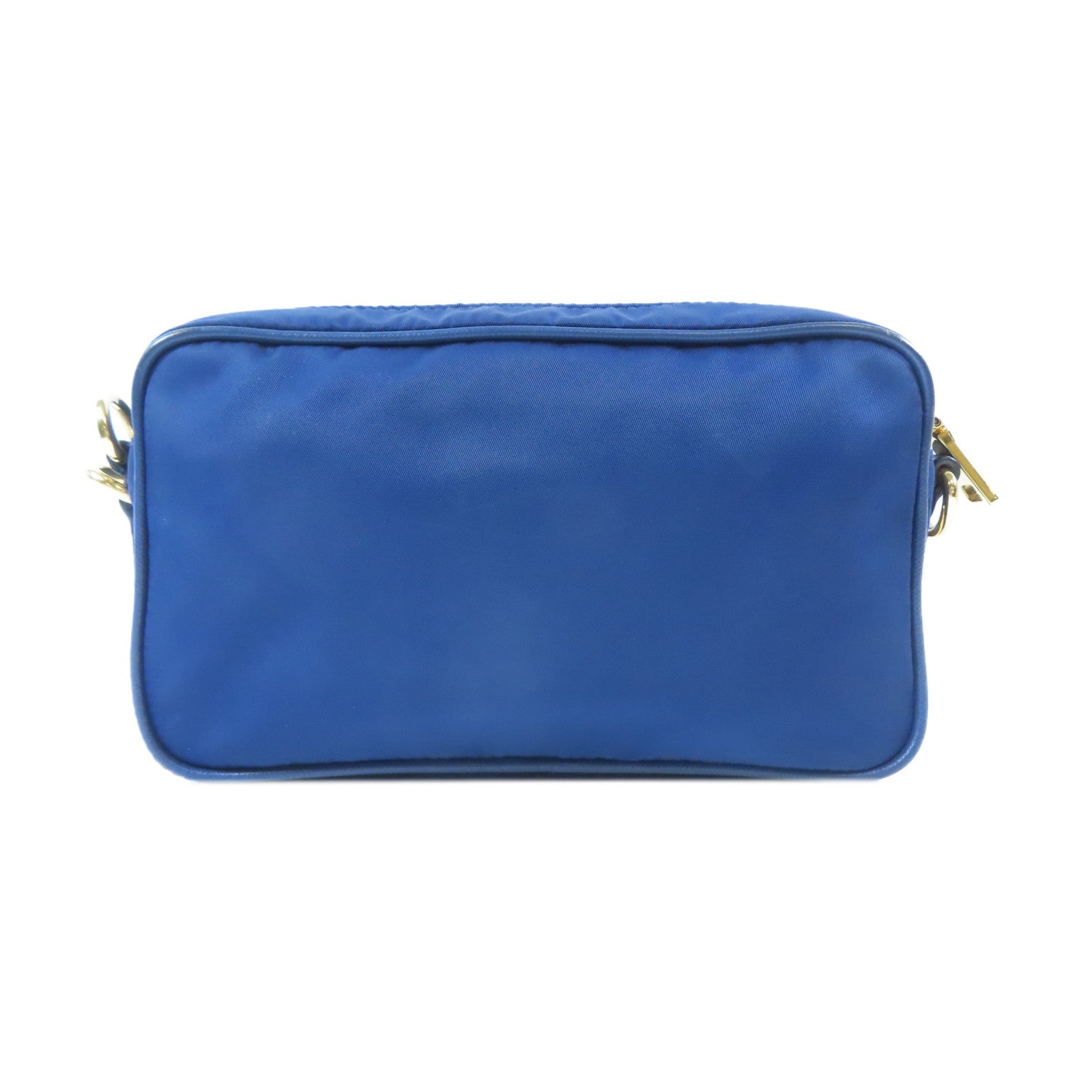 PRADA 【激減優惠】尼龍/皮革Tessuto Saffian Crossbody Pouch金扣肩背袋藍色