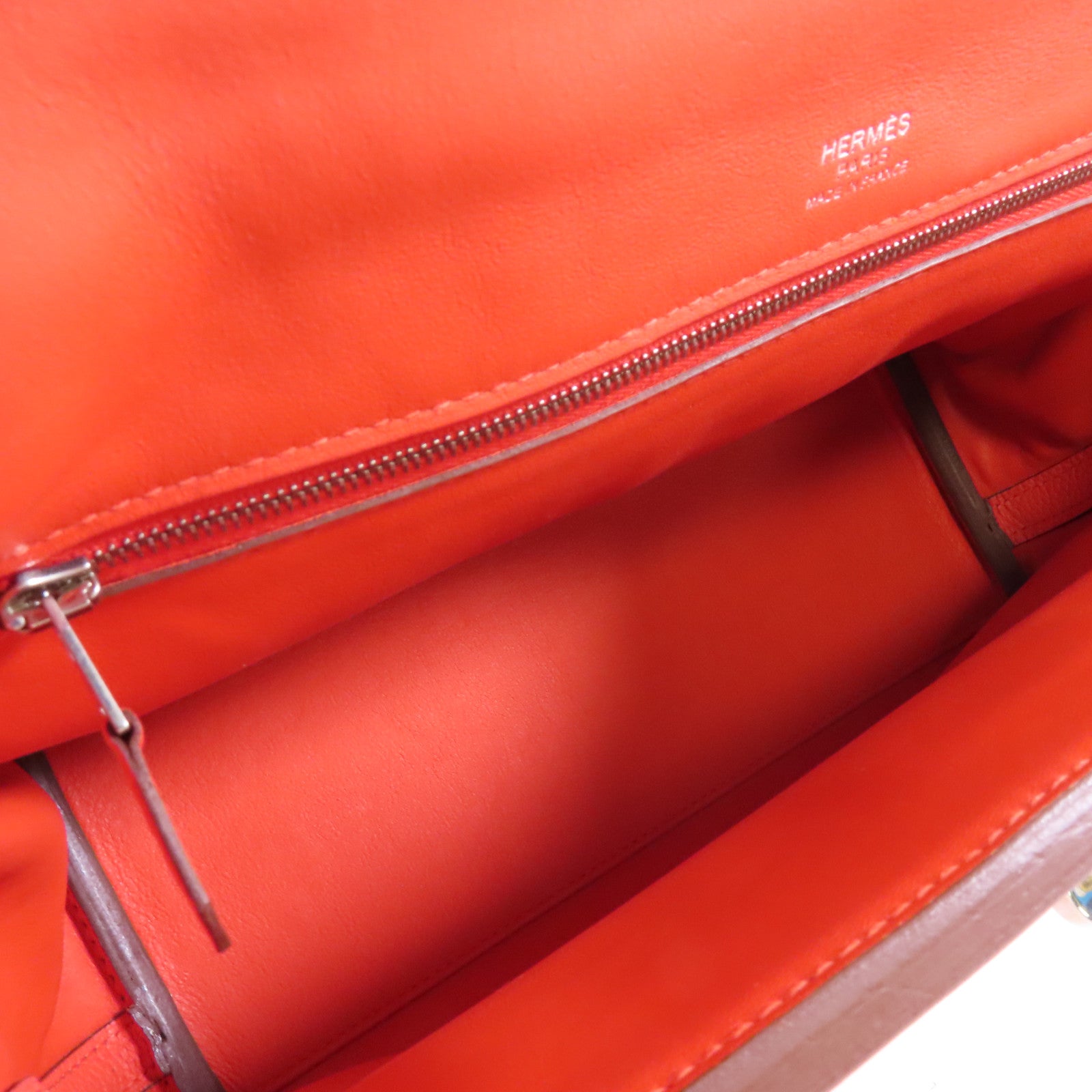 HERMES Clemence皮革24/24 29cm銀扣手挽肩背兩用袋紅色