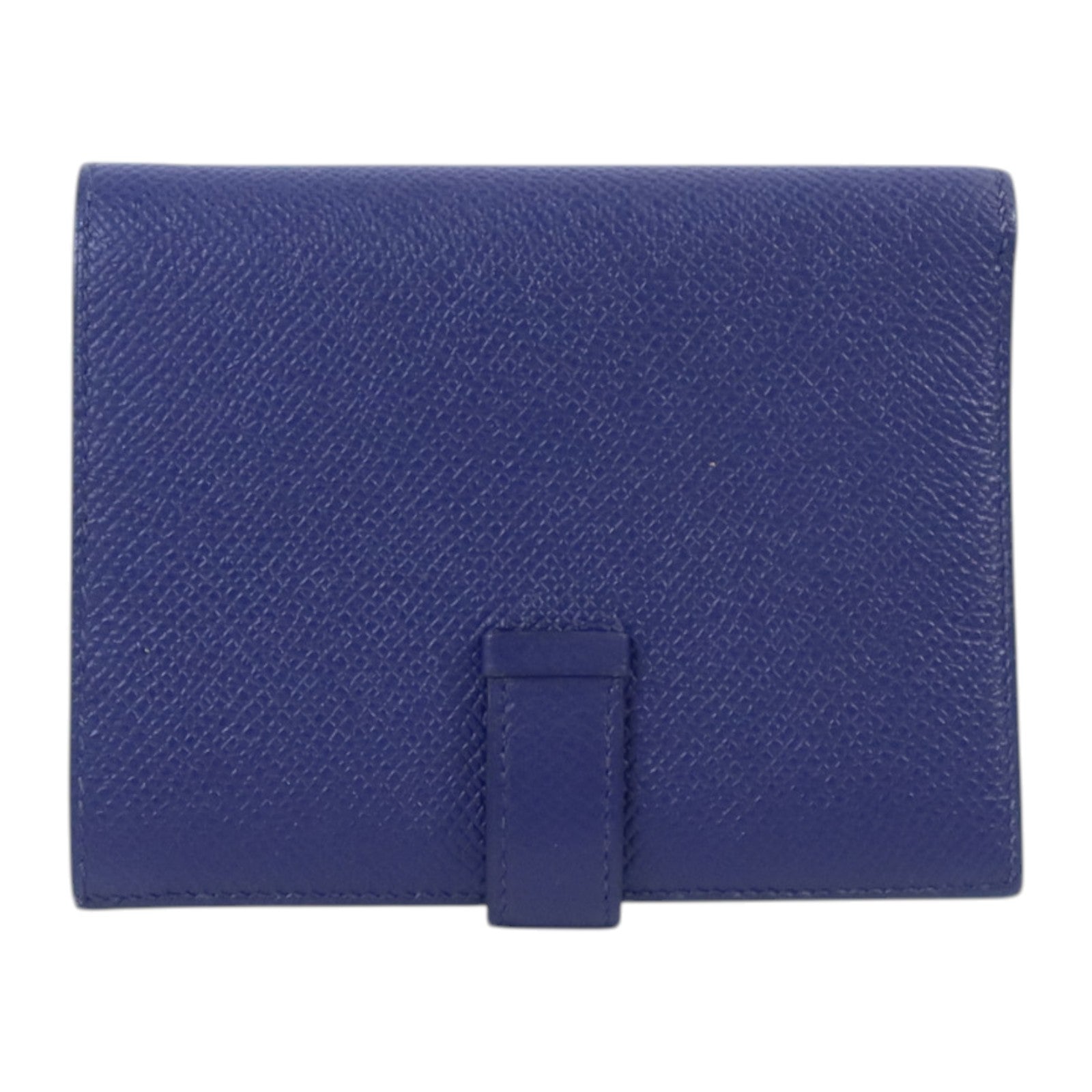 HERMES Epsom皮革Bearn Compact Wallet銀扣錢包Blue Encre