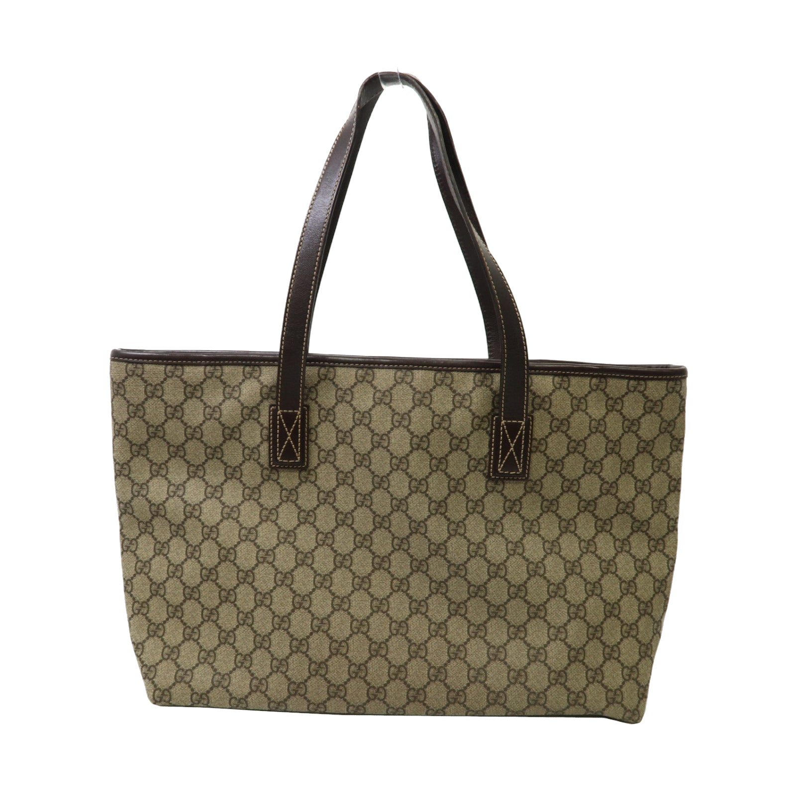 GUCCI 塗層帆布Tote Bag銀扣手挽袋棕色