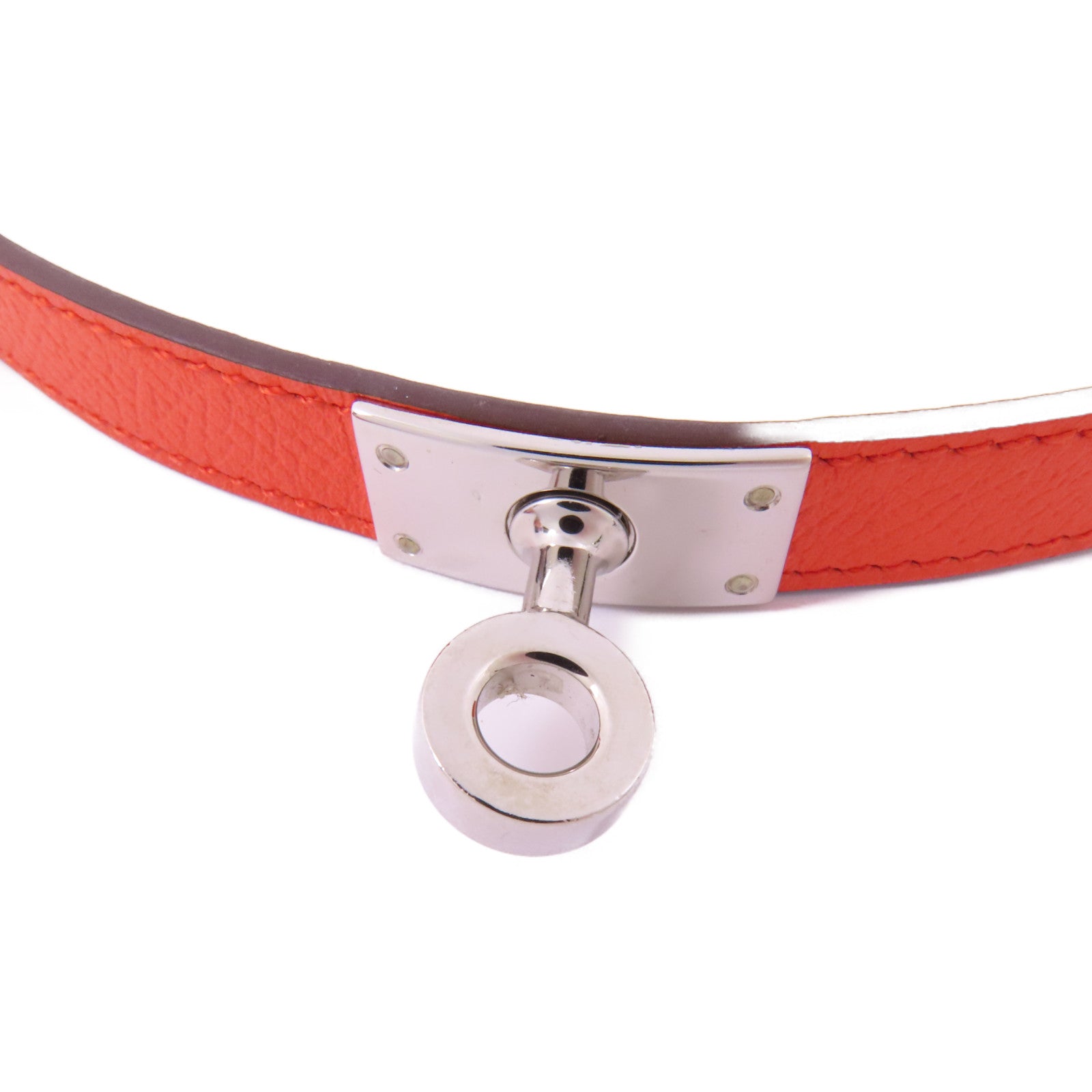 HERMES Epsom皮革Kelly Double Tour銀扣手鐲