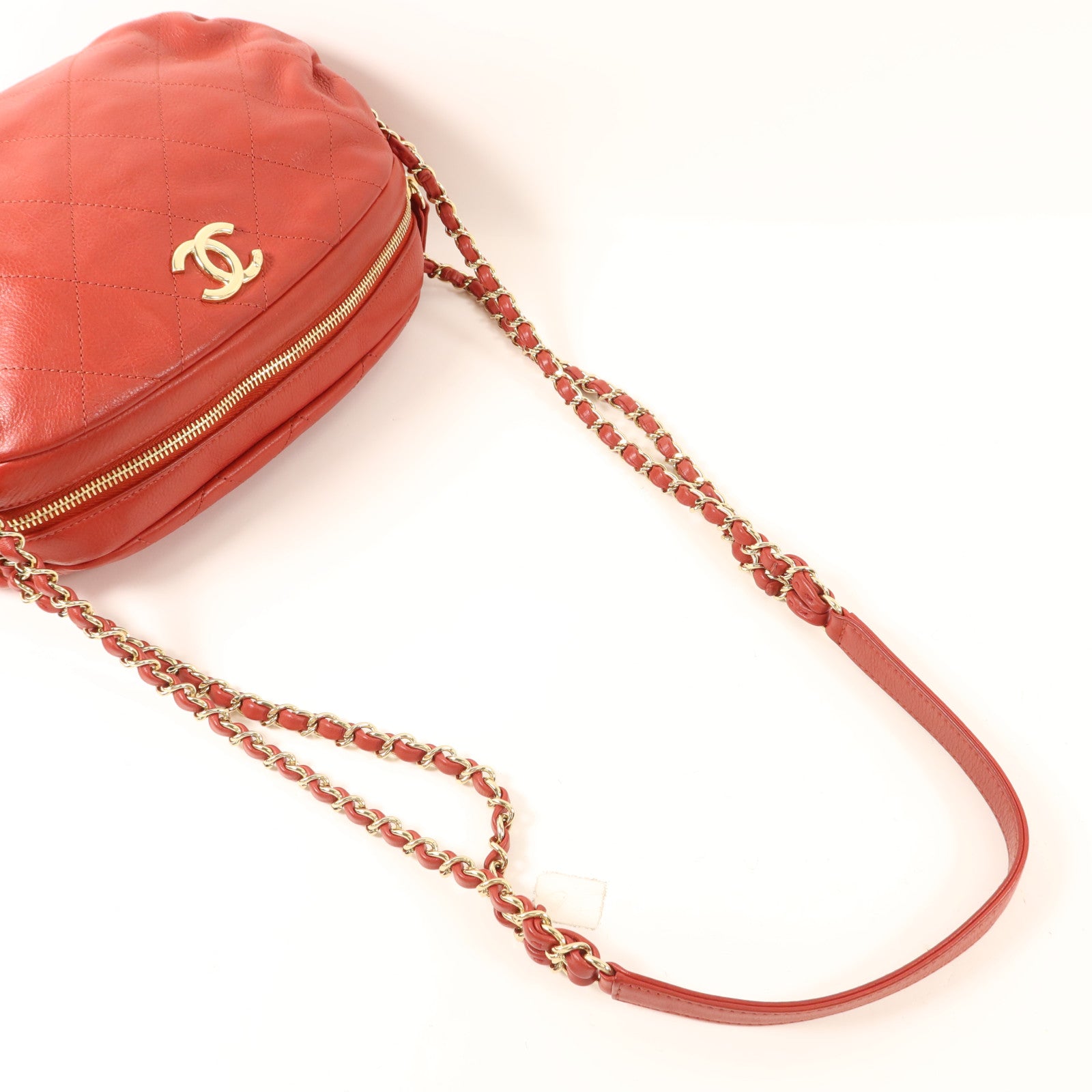 CHANEL 牛皮皮革Chain Shoulder金扣鏈帶肩背袋