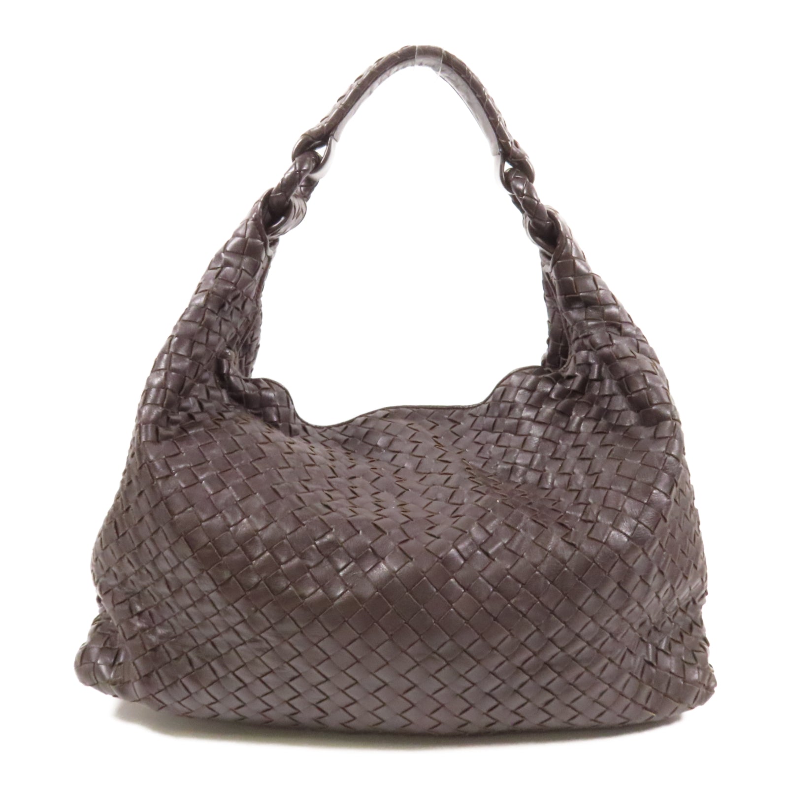 BOTTEGA VENETA 織紋皮革Handle Bag銀扣手挽袋黑色