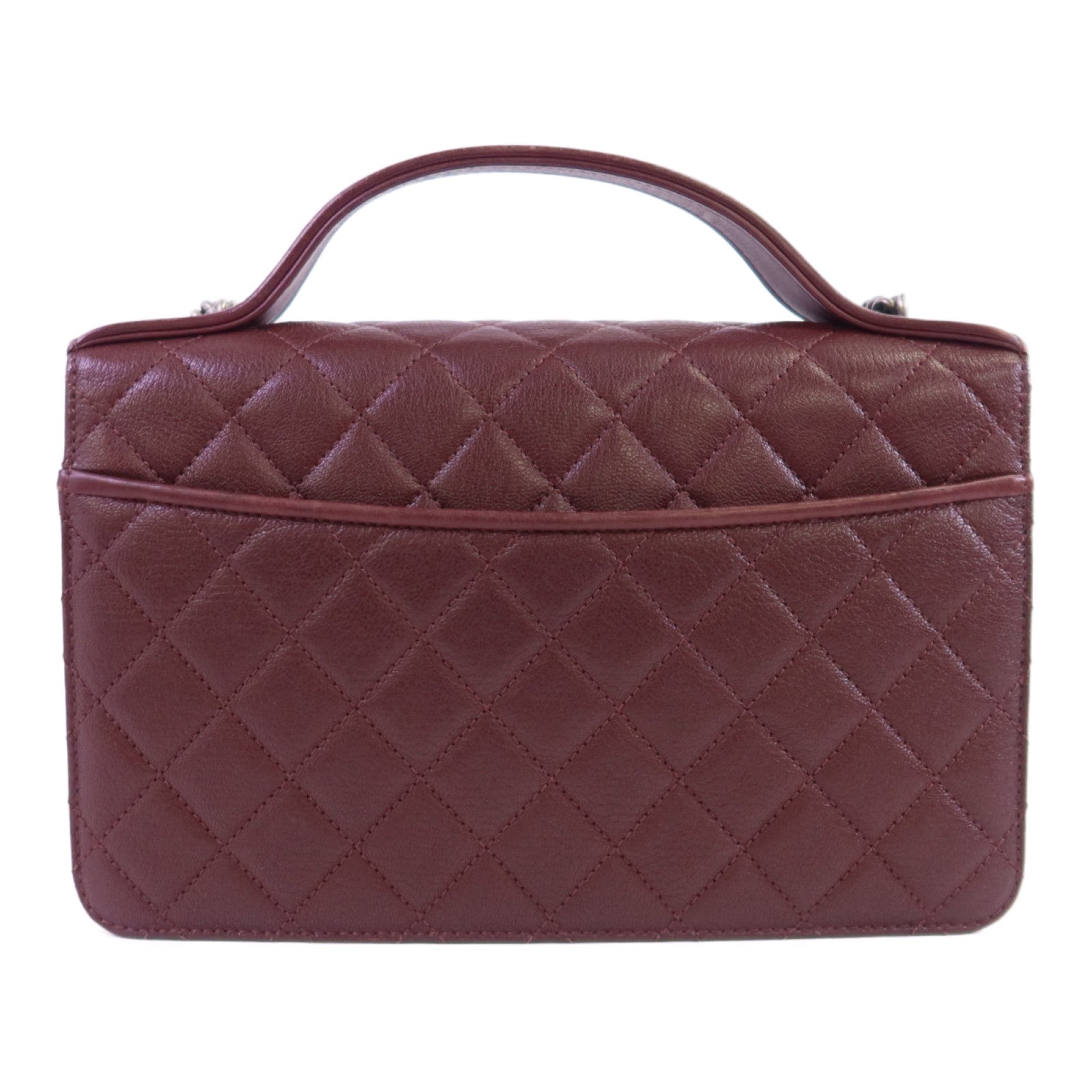 CHANEL 牛皮皮革CC University Flap Bag銀扣鏈帶手挽肩背兩用袋