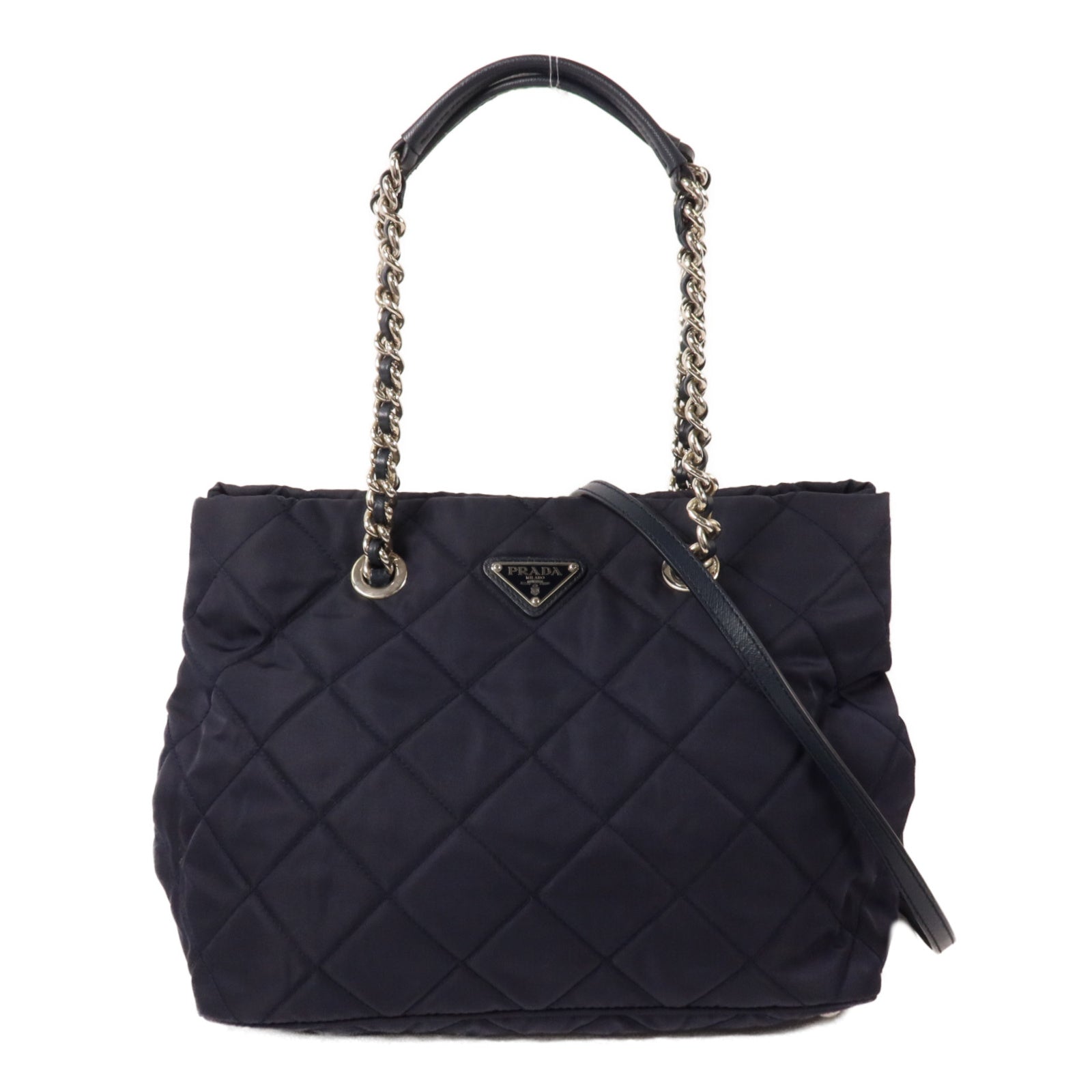 PRADA 尼龍Quilted Chain Shoulder鏈帶手挽肩背兩用袋