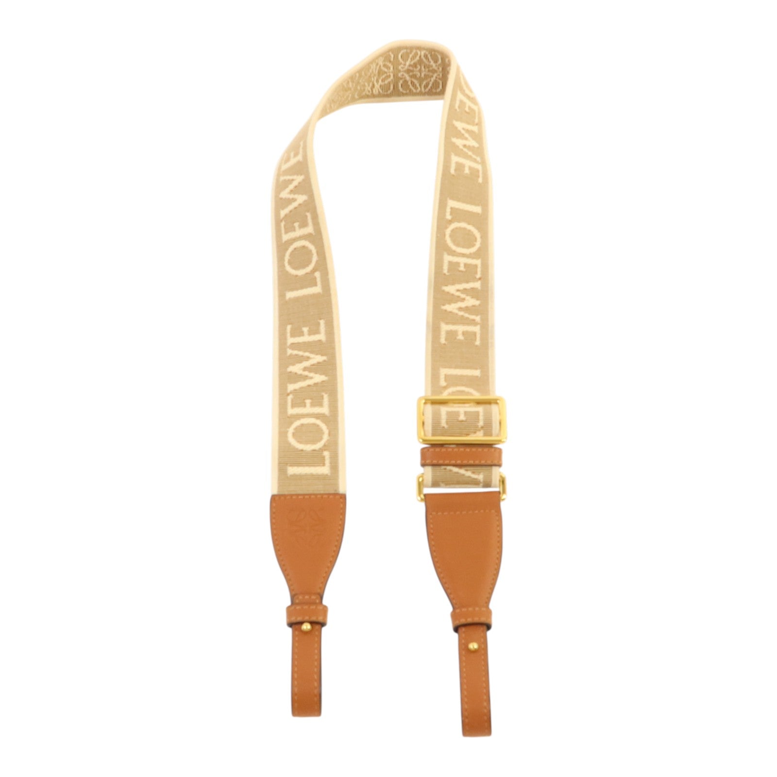 LOEWE 帆布/牛皮皮革Shoulder Strap金扣肩帶