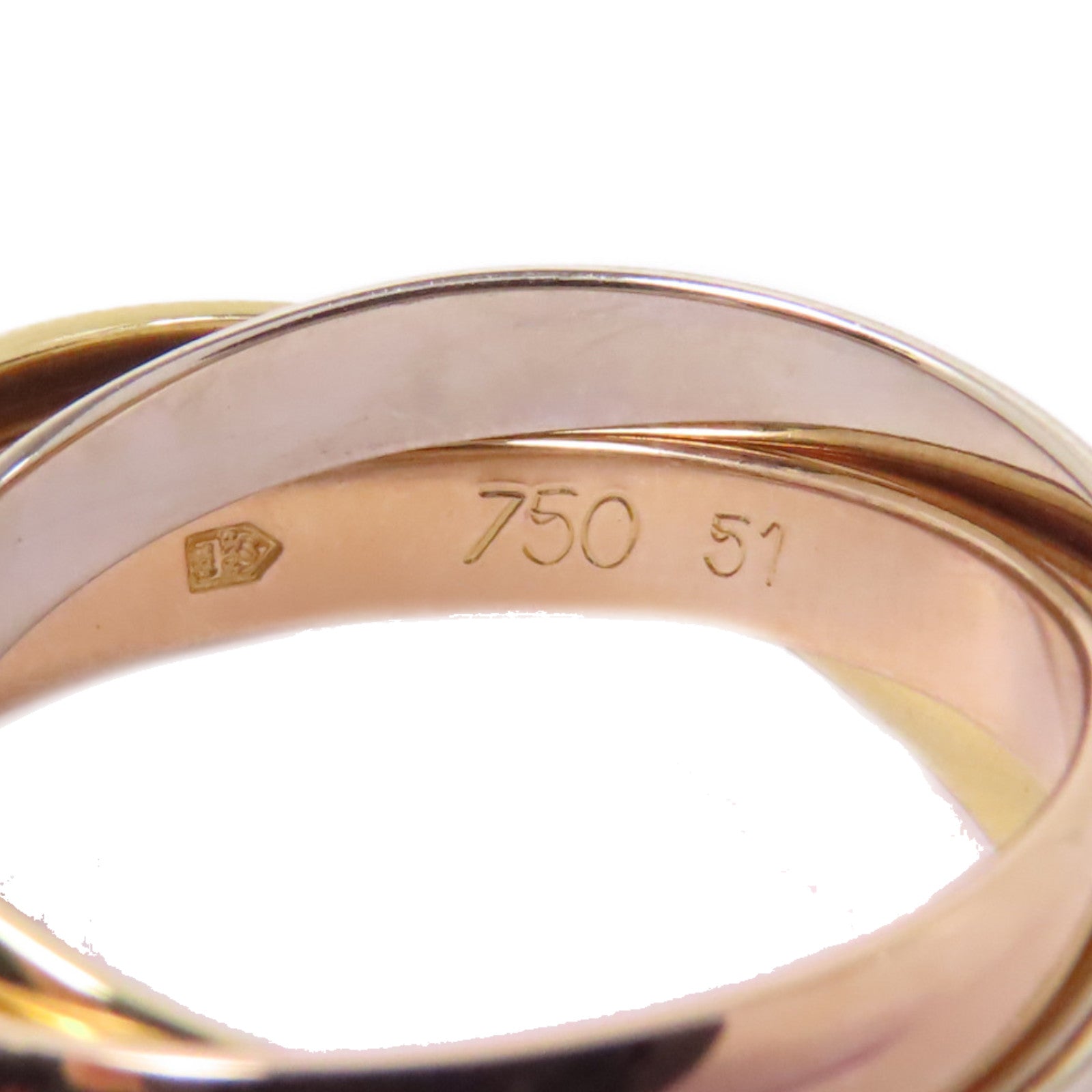 CARTIER 18K黃金/白金/玫瑰金Trinity Ring戒指Cartier#51/US#5.75