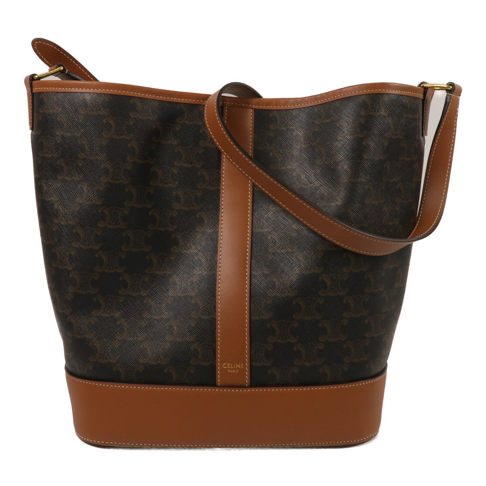 CELINE 塗層帆布Triomphe Bucket Bag Medium肩背袋