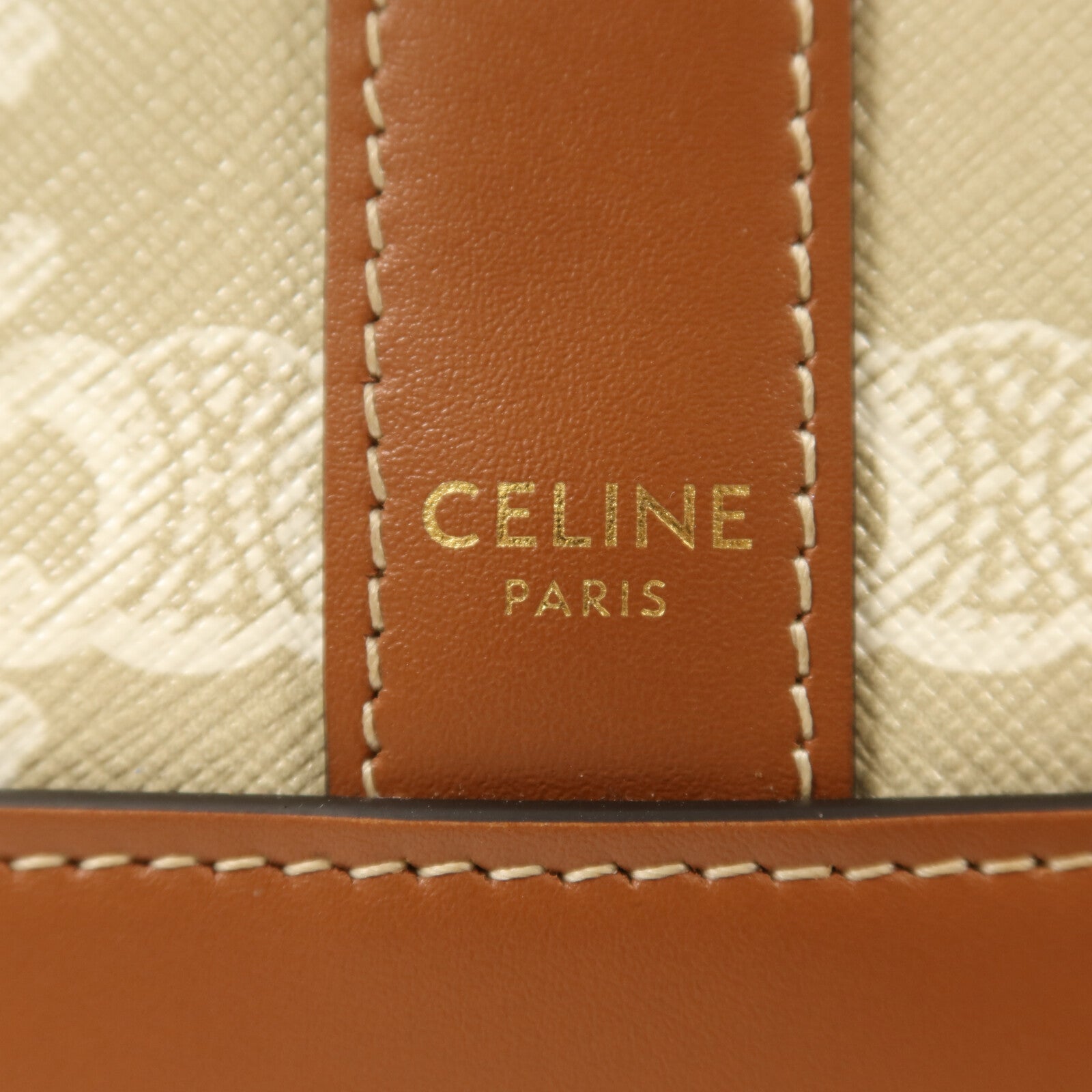 CELINE 塗層帆布Triomphe Bucket金扣肩背袋