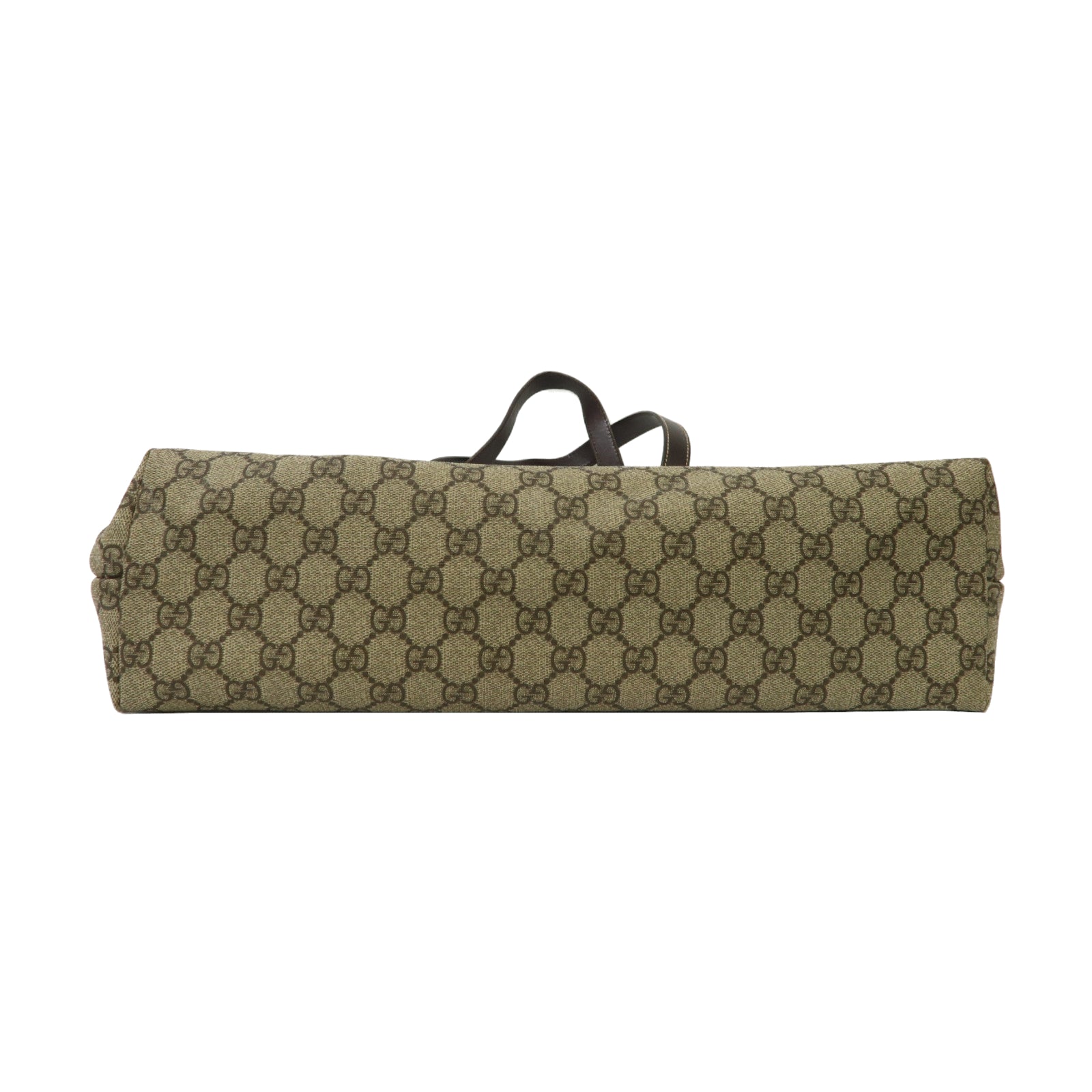 GUCCI 塗層帆布Tote Bag銀扣手挽袋棕色