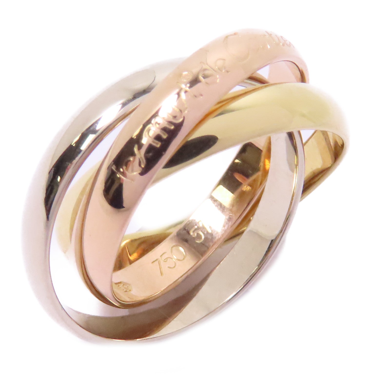 CARTIER 18K黃金/白金/玫瑰金Trinity Ring戒指Cartier#51/US#5.75