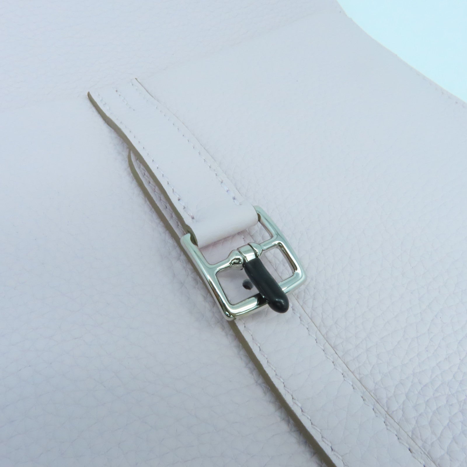 HERMES Clemence皮革Halzan 25銀扣手挽肩背兩用袋Mauve Pale夢幻粉色/Gold經典駝色