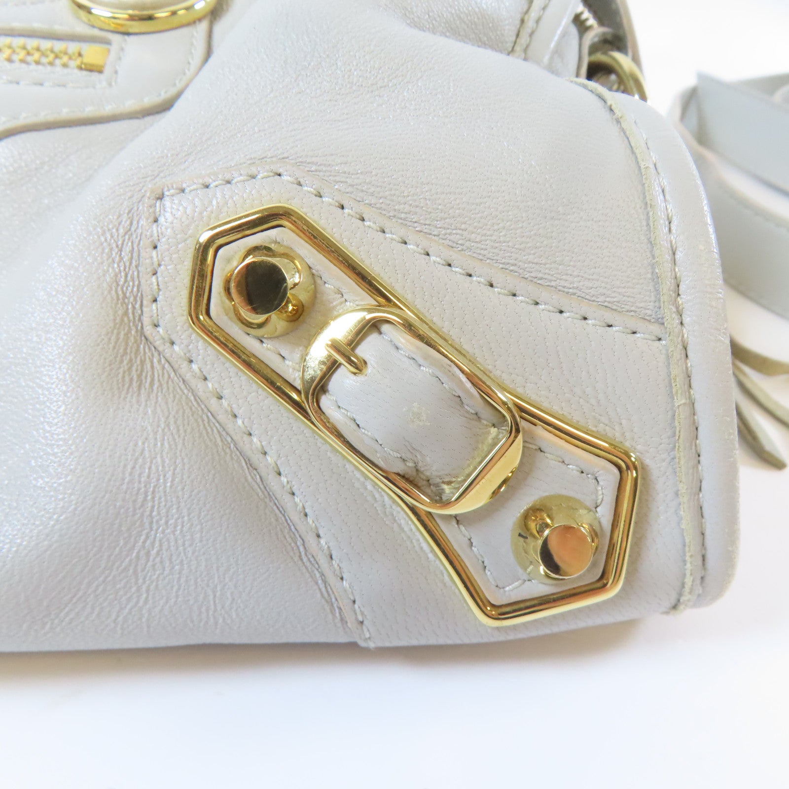 BALENCIAGA 【激減優惠】牛皮皮革City Mini金扣手挽肩背兩用袋灰色