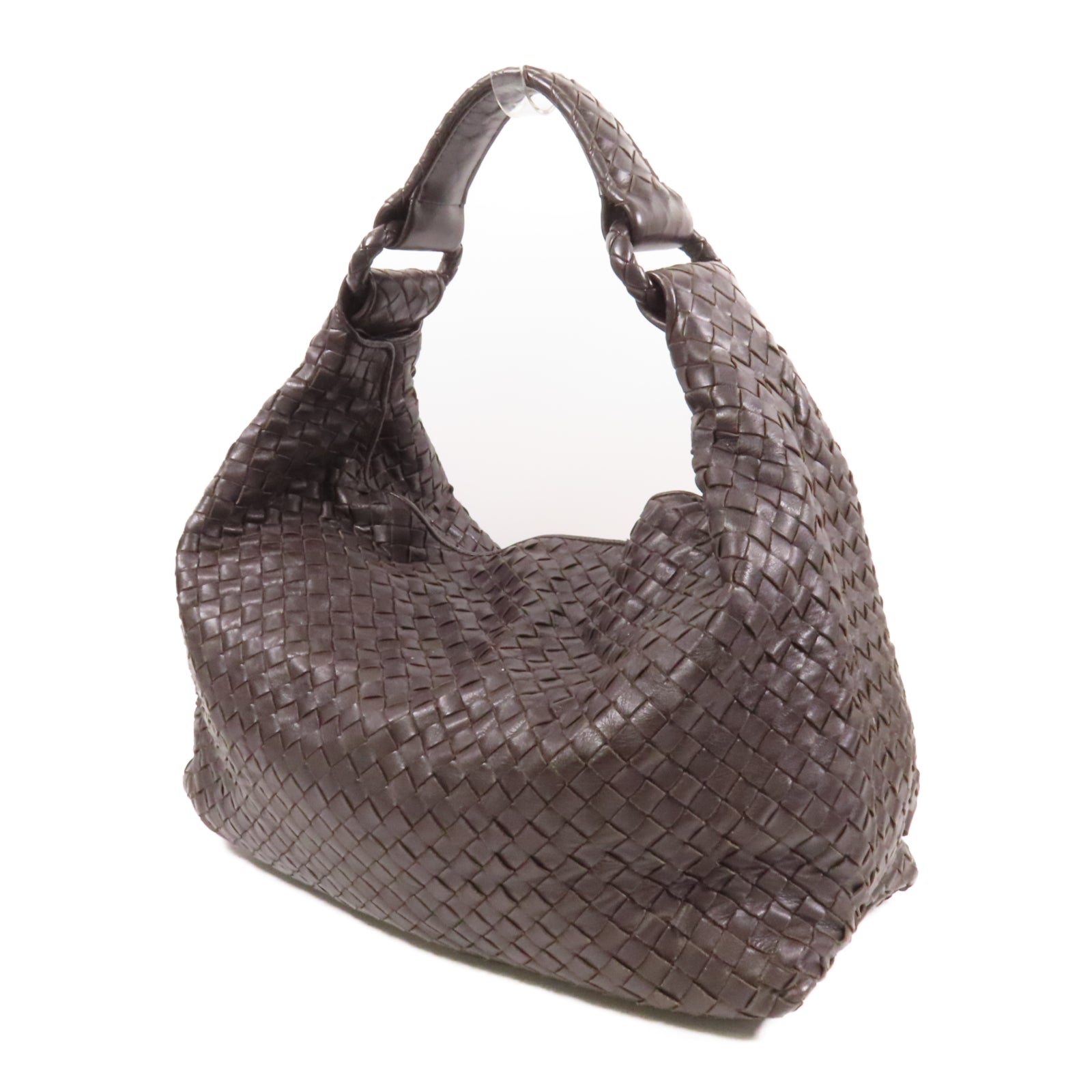 BOTTEGA VENETA 織紋皮革Handle Bag銀扣手挽袋黑色