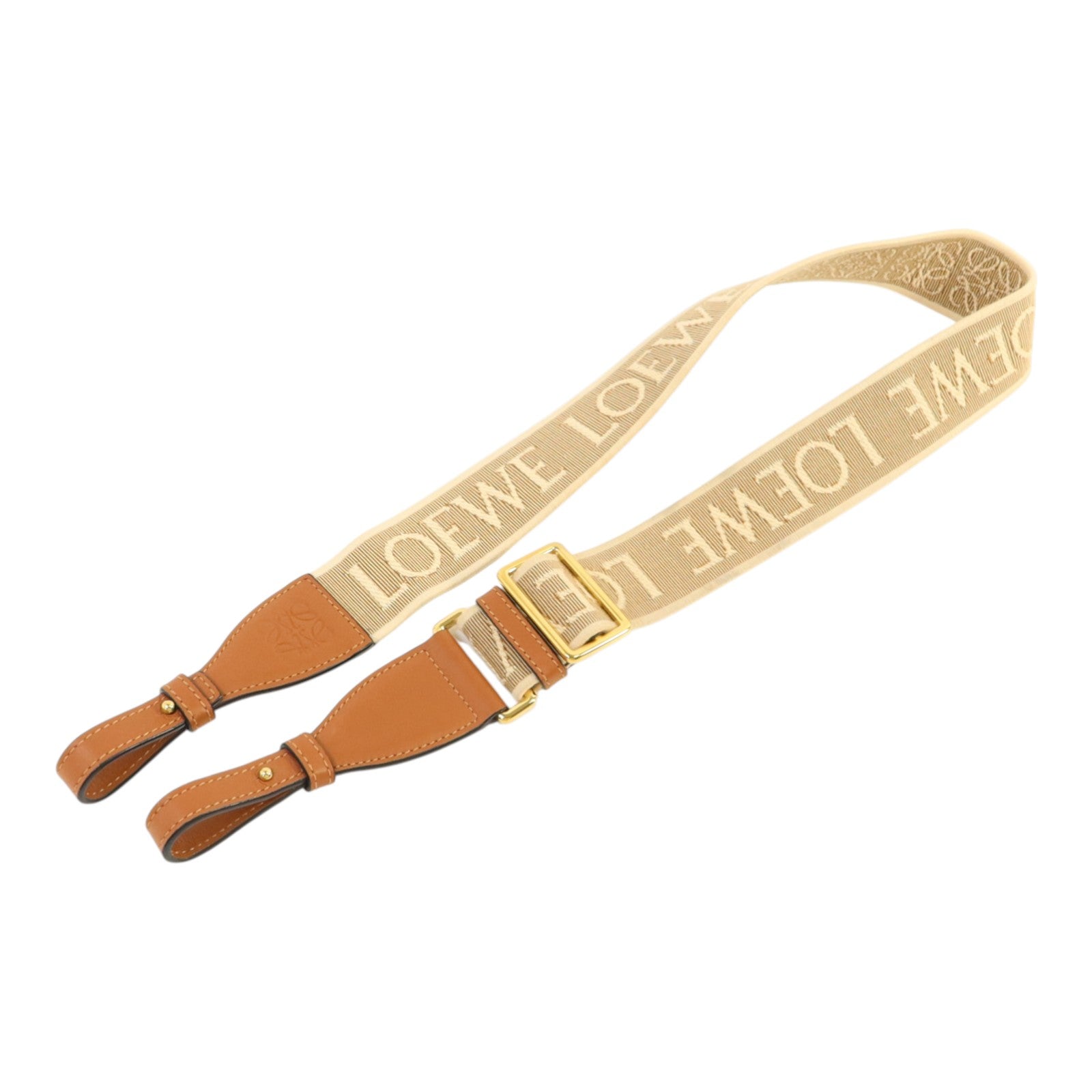 LOEWE 帆布/牛皮皮革Shoulder Strap金扣肩帶