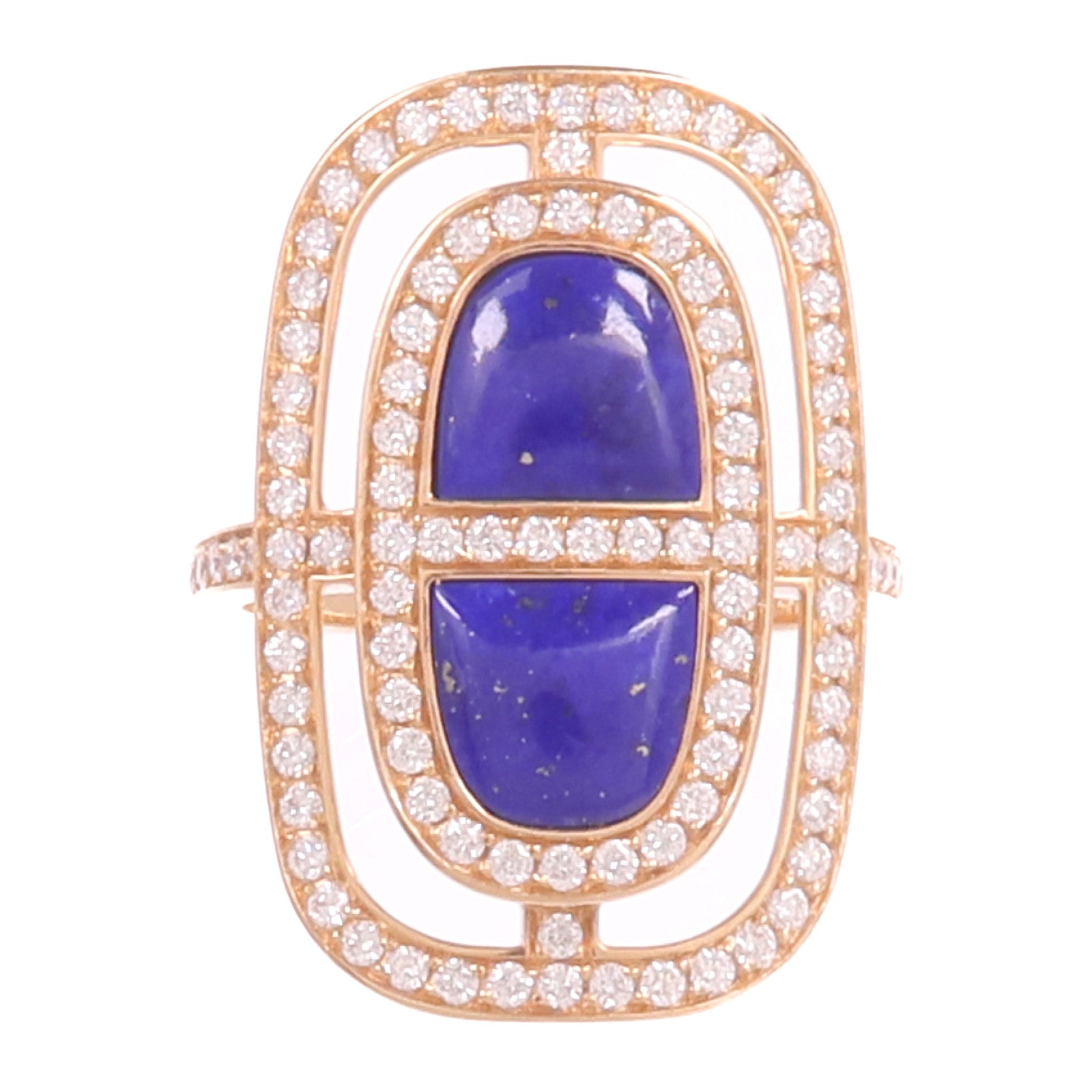 HERMES 18K玫瑰金Chaine d'ancre Ring鑽石/青金石戒指