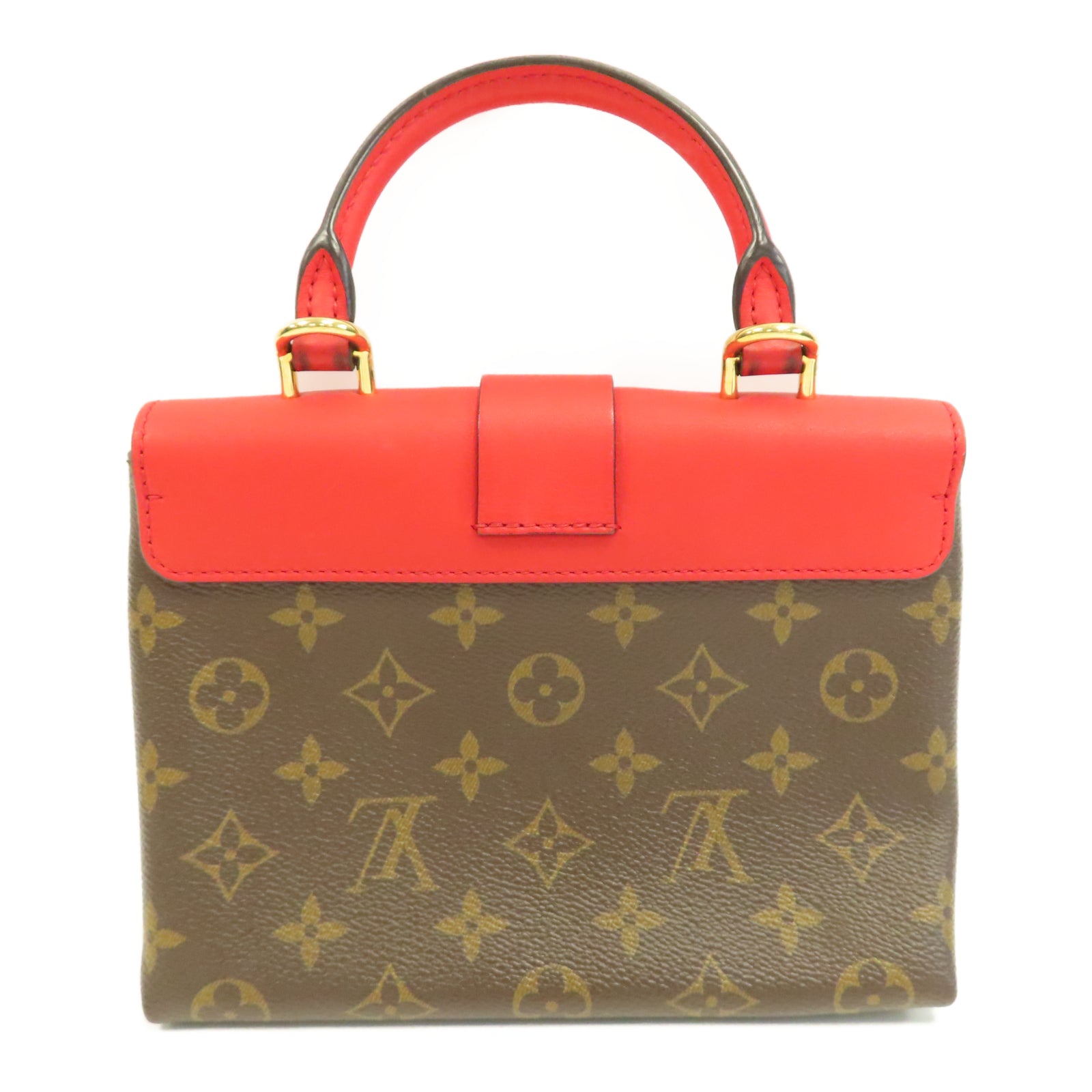 LOUIS VUITTON Monogram/皮革Locky金扣手挽肩背兩用袋啡色/紅色