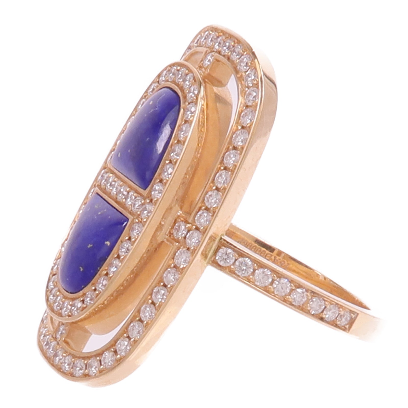 HERMES 18K玫瑰金Chaine d'ancre Ring鑽石/青金石戒指