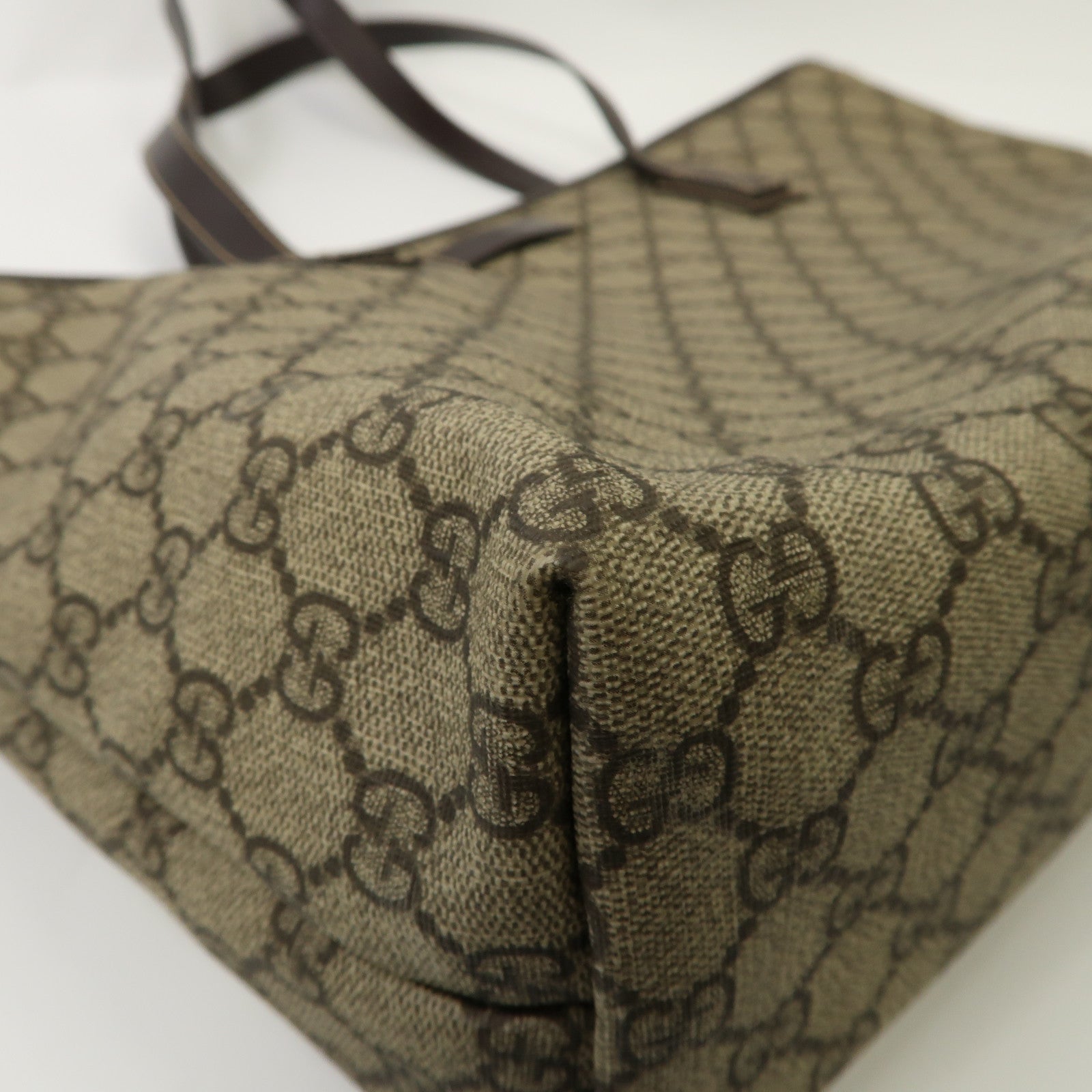 GUCCI 塗層帆布Tote Bag銀扣手挽袋棕色