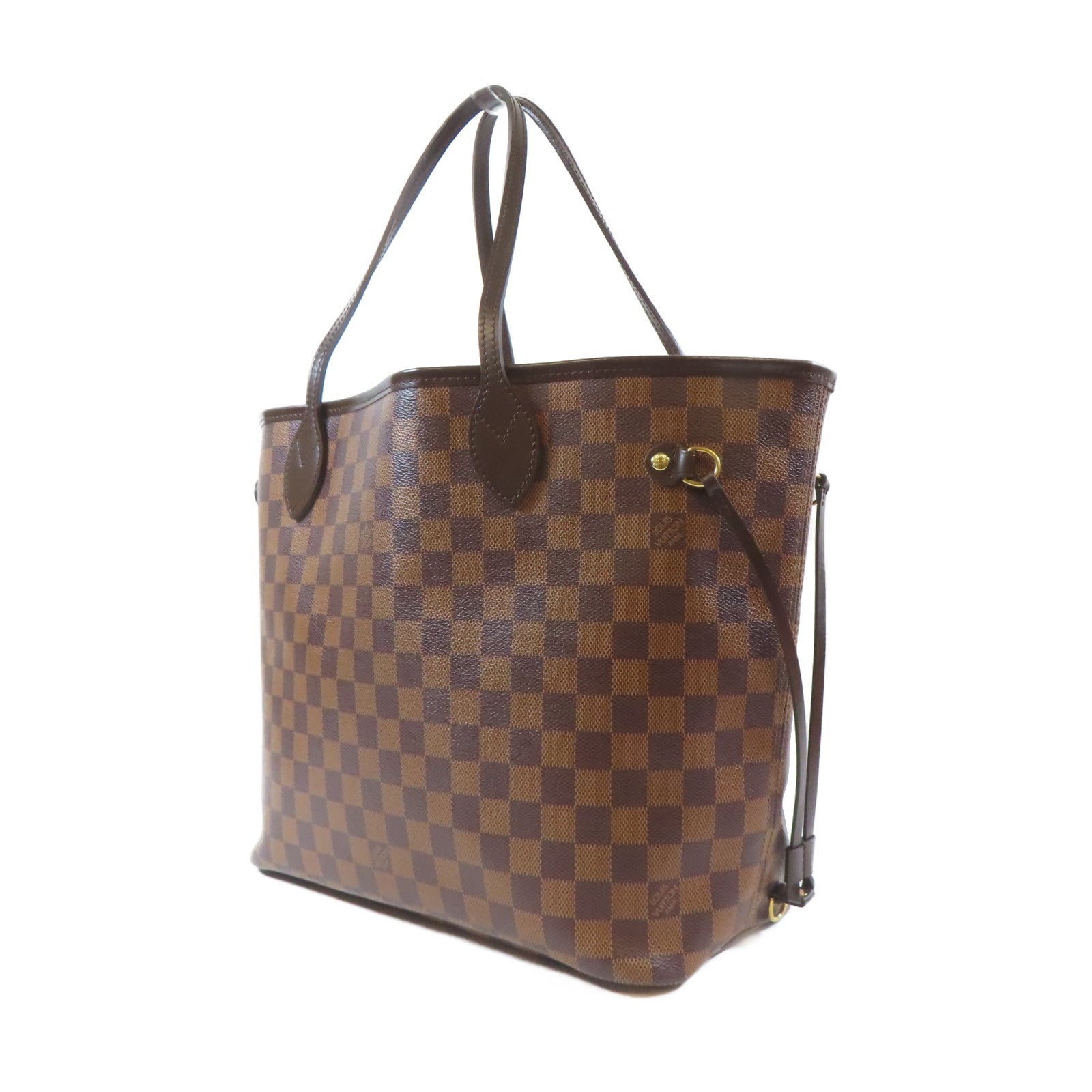 LOUIS VUITTON Damier Neverfull MM金扣肩背袋啡色