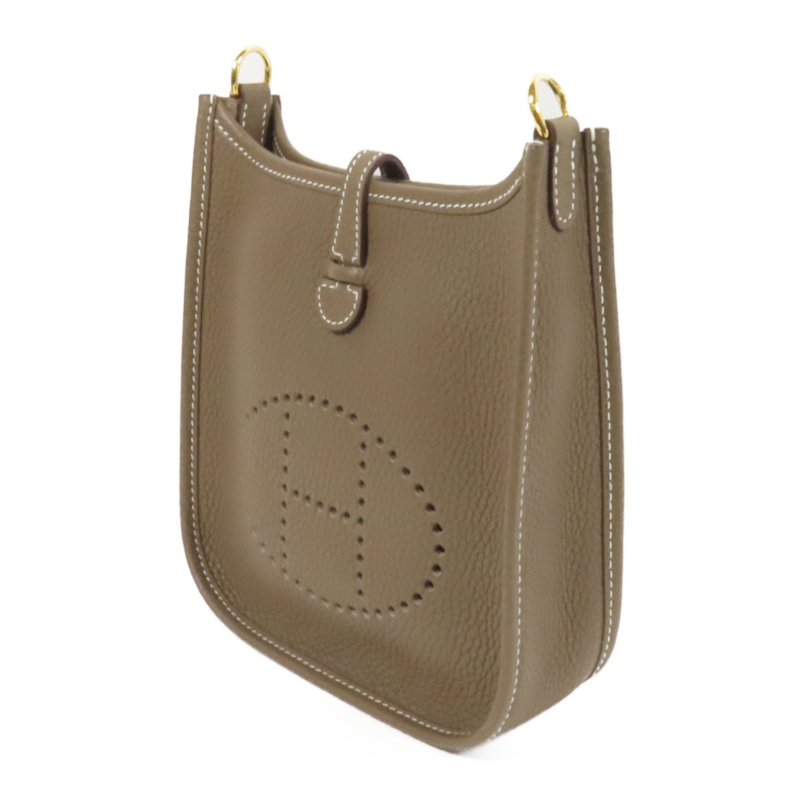 HERMES Clemence皮革Evelyne TPM金扣肩背袋Etoupe