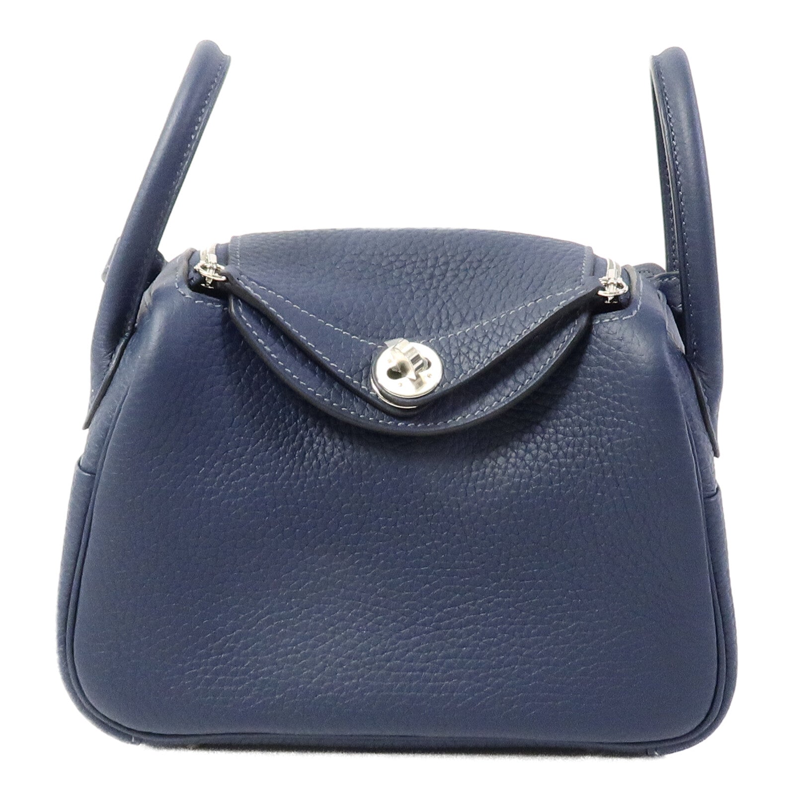 HERMES Clemence皮革Mini Lindy手挽肩背兩用袋Bleu De Prusse