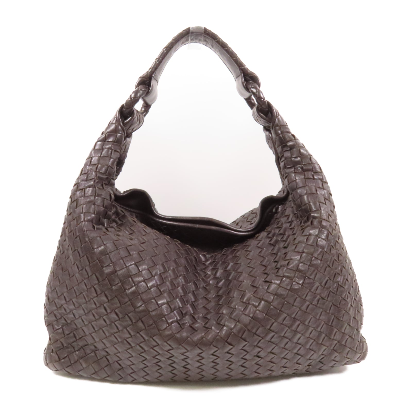 BOTTEGA VENETA 織紋皮革Handle Bag銀扣手挽袋黑色