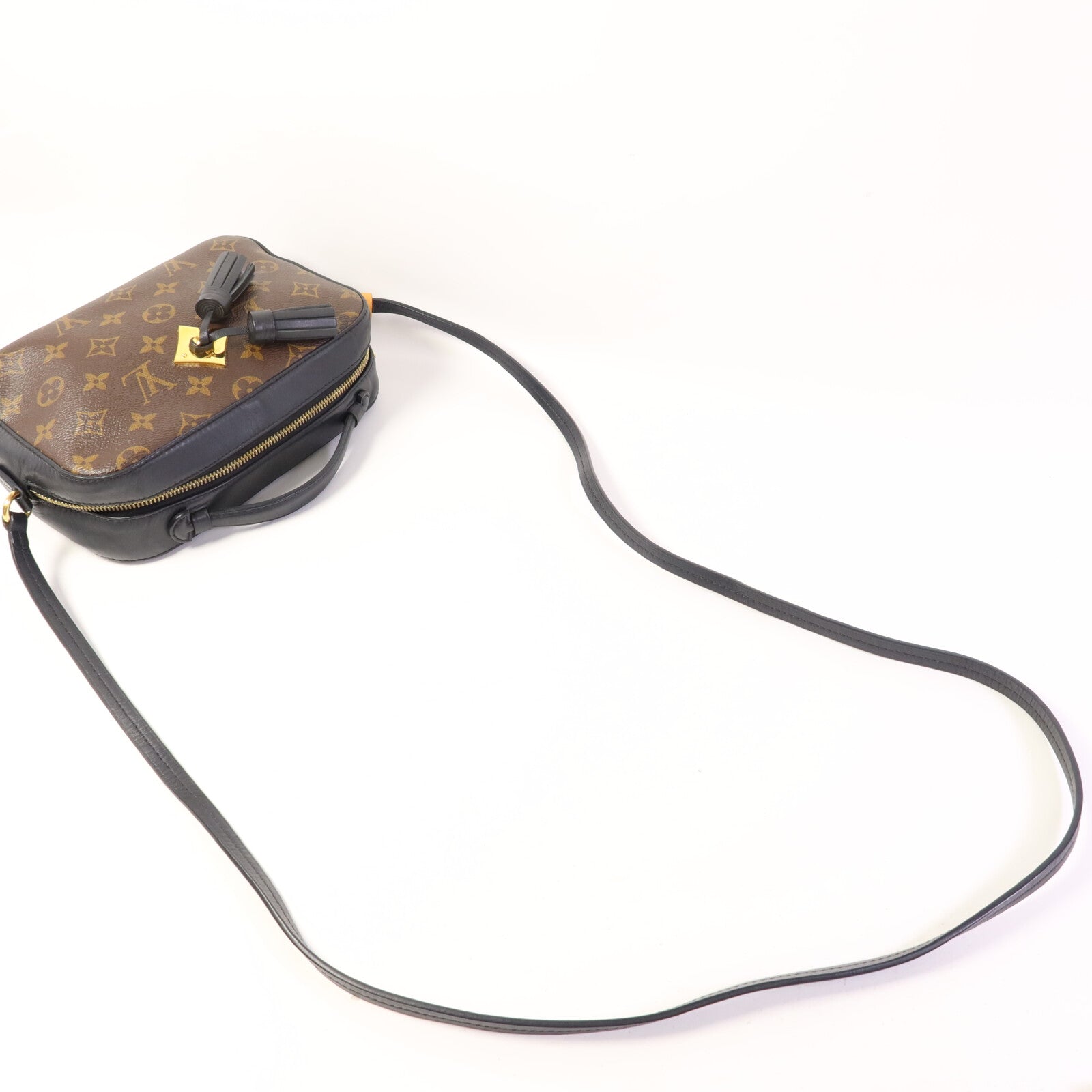 LOUIS VUITTON Monogram Saintonge金扣手挽袋棕色