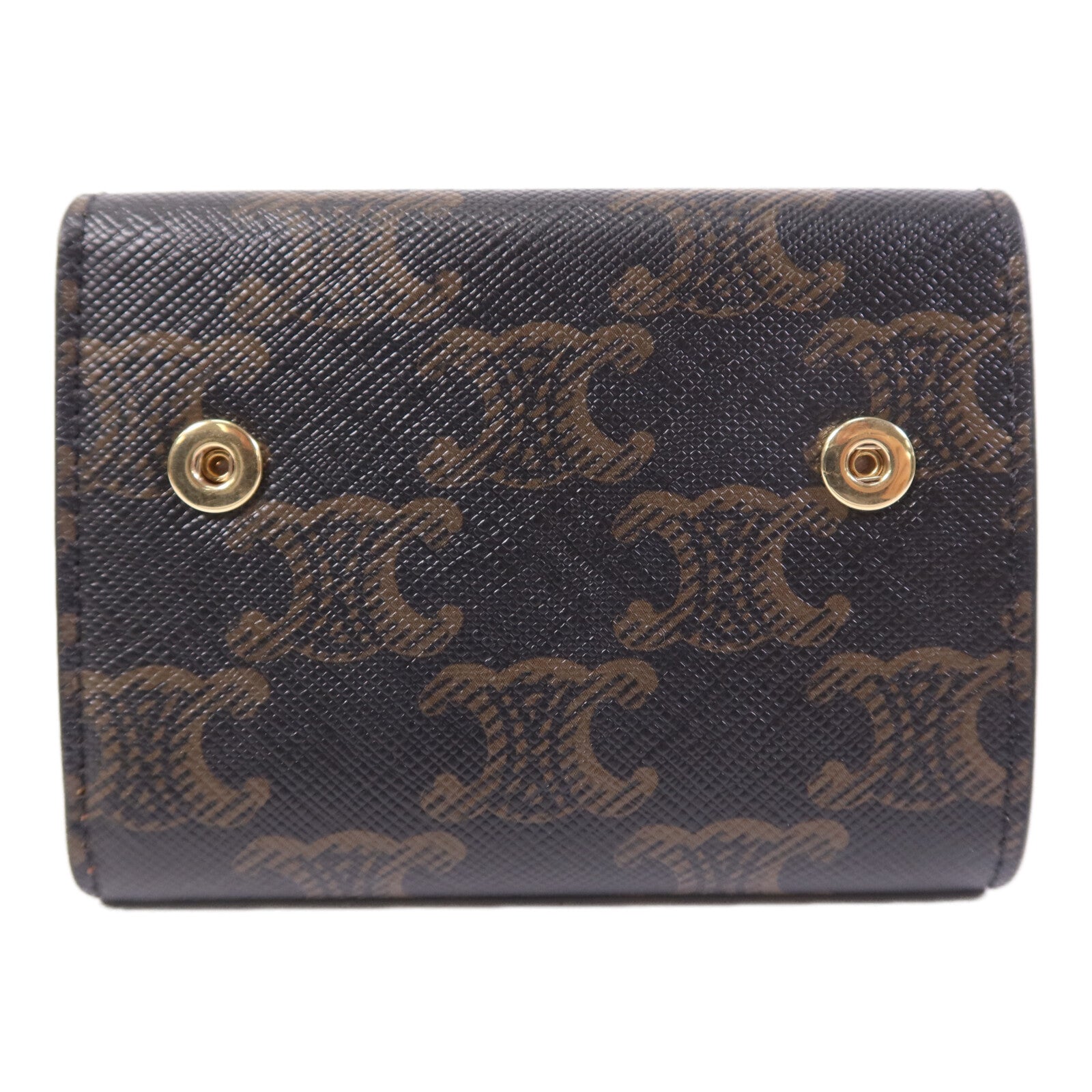 CELINE 塗層帆布Compact Wallet With Coin Triomphe金扣錢包