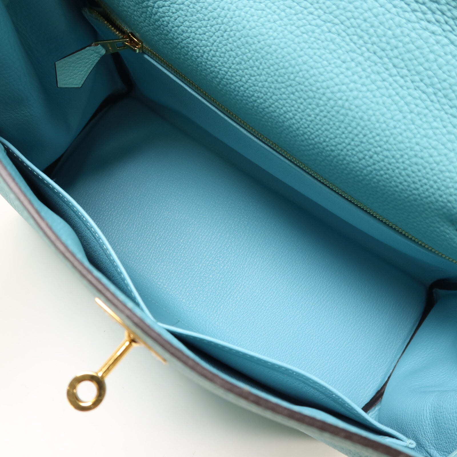 HERMES Togo皮革Kelly 28手挽肩背兩用袋Bleu Atoll