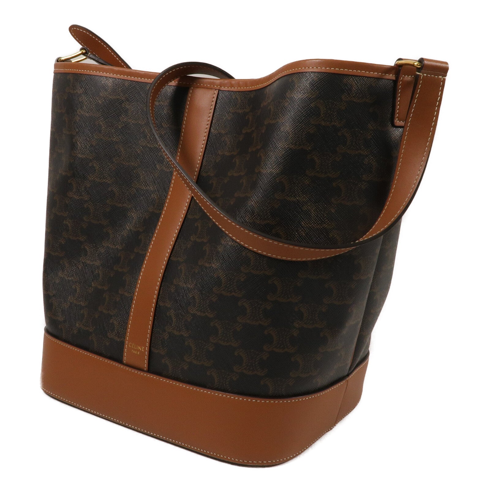 CELINE 塗層帆布Triomphe Bucket Bag Medium肩背袋